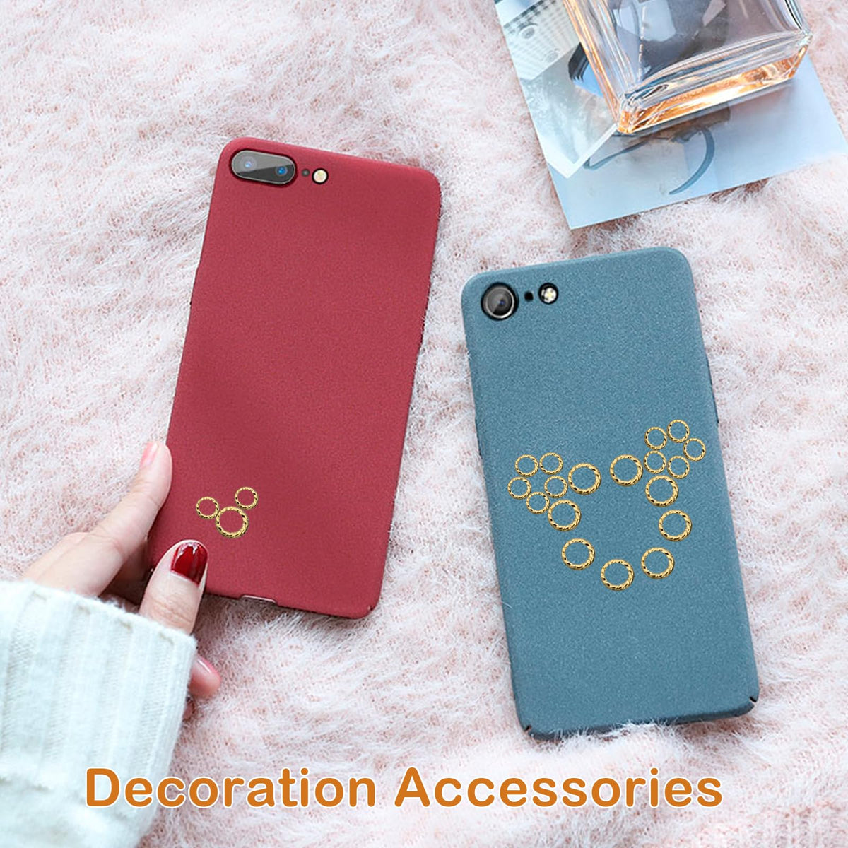 Gadjica 500Pcs Round Nails Charms for Nail Art 3D - Gold Metal Circle Studs - 3x3mm and 5x5mm All-Match Manicure Kit Nails Art Supplies Accessories for Women Girls Acrylic Nails