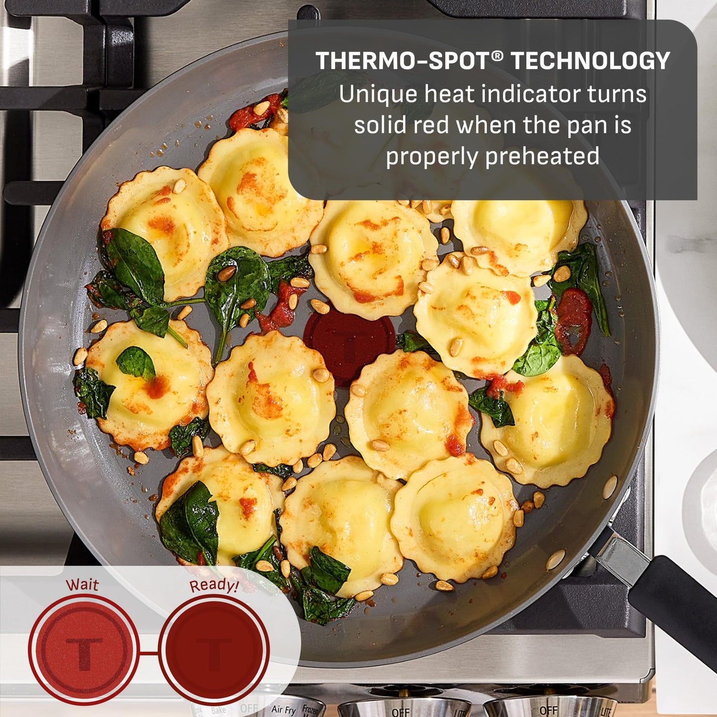 T-Fal Ultimate Hard Anodized 12-Piece Ceramic Nonstick Cookware Set, Oven Safe Up to 400°F, Ceramic Pots and Pans Set, Frying Pans, Saucepan, Stockpot, Cooking Utensils, Grey