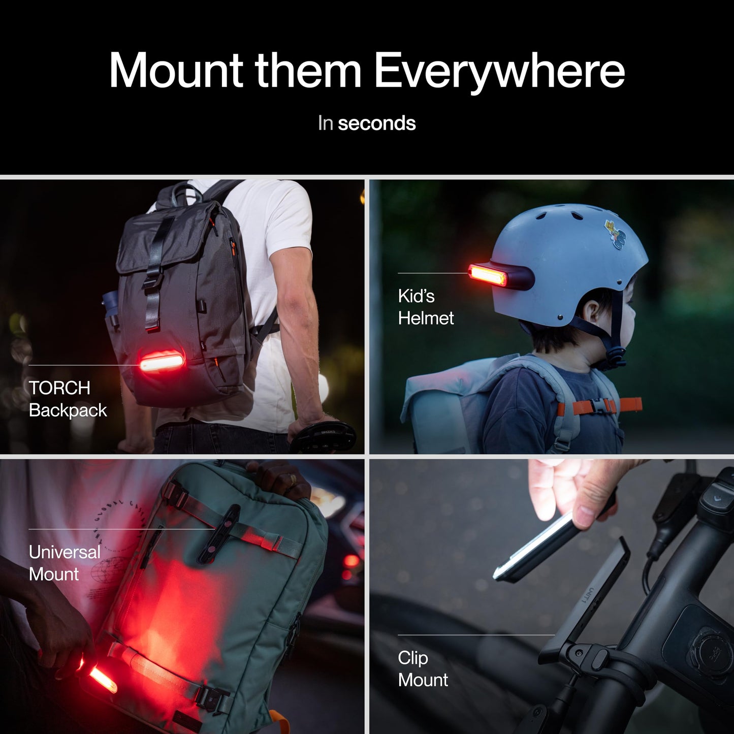 UNIT 1 Smart Light Pro Dual Pack with Wireless Charging Case - Front and Rear Bike Lights for Night Riding - Syncs with Aura and FARO Helmets for Turn Signals and Brake Lights
