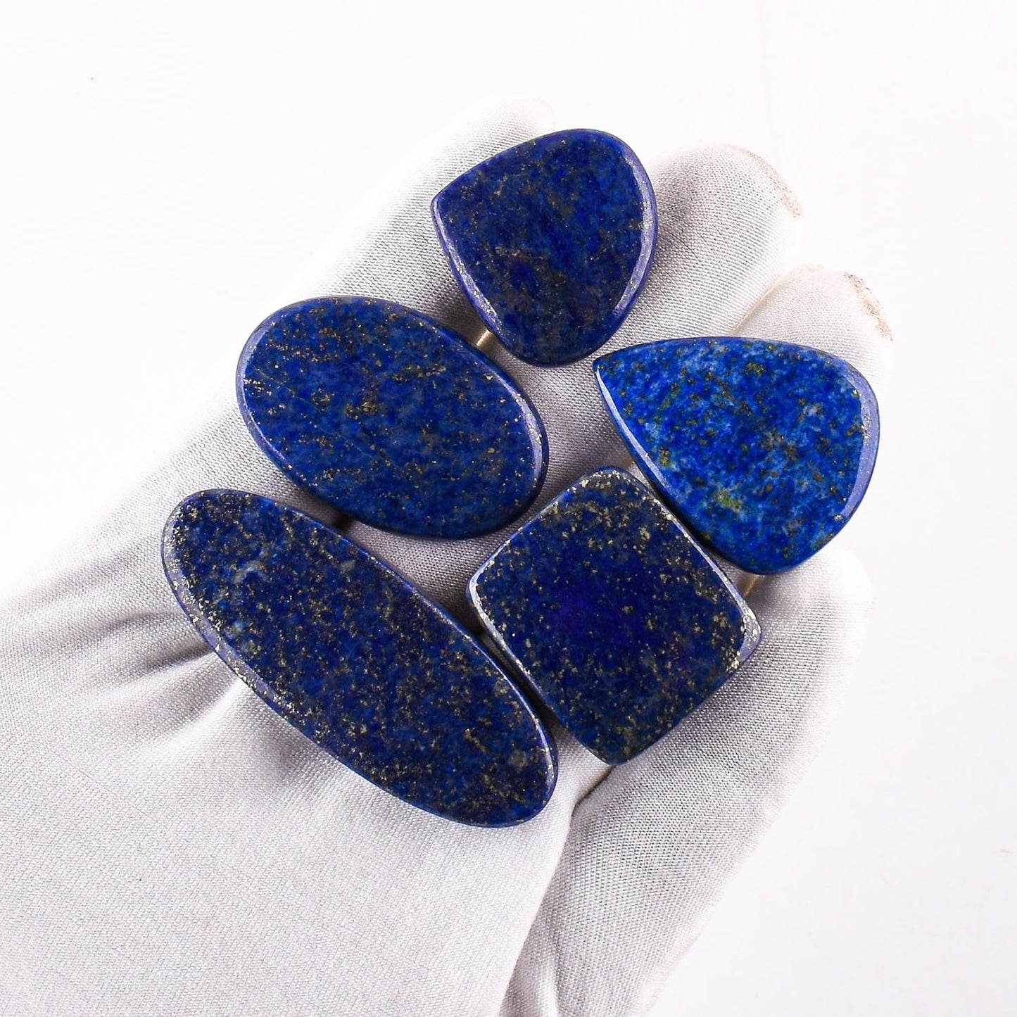 OdrillionGems Natural Lapis Lazuli Stone, Natural Gemstones and Crystals Cabochon Lot, DIY Jewelry Making Loose Gemstones, Chakra Healing Crystals, Wire Wrapping Cabochons, Pack of 5 (Large)