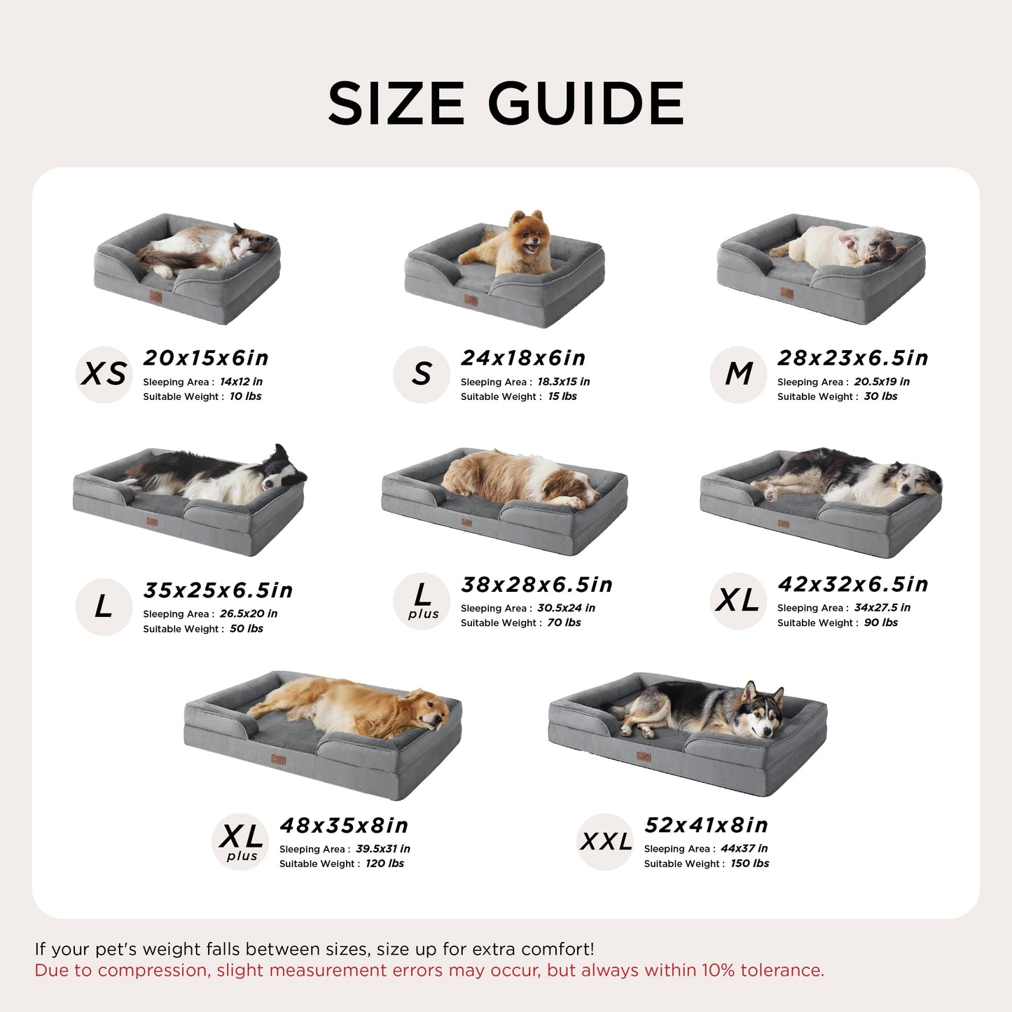 Bedsure XXL Orthopedic Dog Bed for Extra Large Dogs - Washable Giant Dog Cat Bed Waterproof, Comfort Dogs Couch Sofa with Washable Removable Cover, Pet Bed with Nonskid Bottom, Grey, 52"
