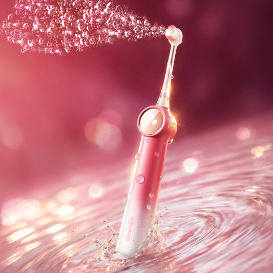 RANVOO AirJet X5 [Gift-Ready Pink Edition | Next-Gen Jet-Flow] Electric Toothbrush, 100% Plaque Removal, Whitening & Gum Care, 60-Day Battery Life, Rechargeable with 3 Pro Brush Heads, Cyclamen Pink