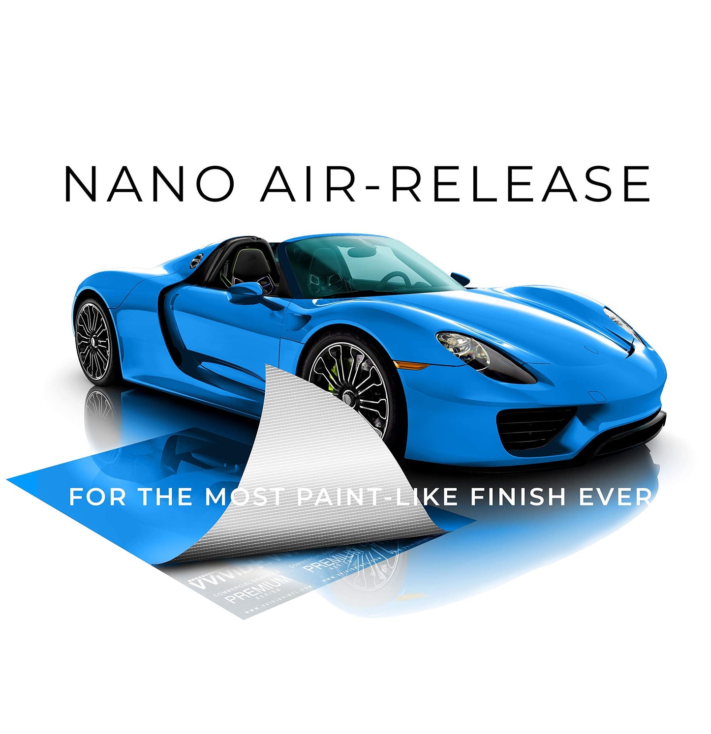 VViViD+ Ultra Gloss Smurf Blue Vinyl Car Wrap Premium Paint Replacement Film Roll with Nano Air Release Technology, Stretchable Protective Cap Liner, Self Adhesive, Indoor Outdoor (15ft x 5ft)