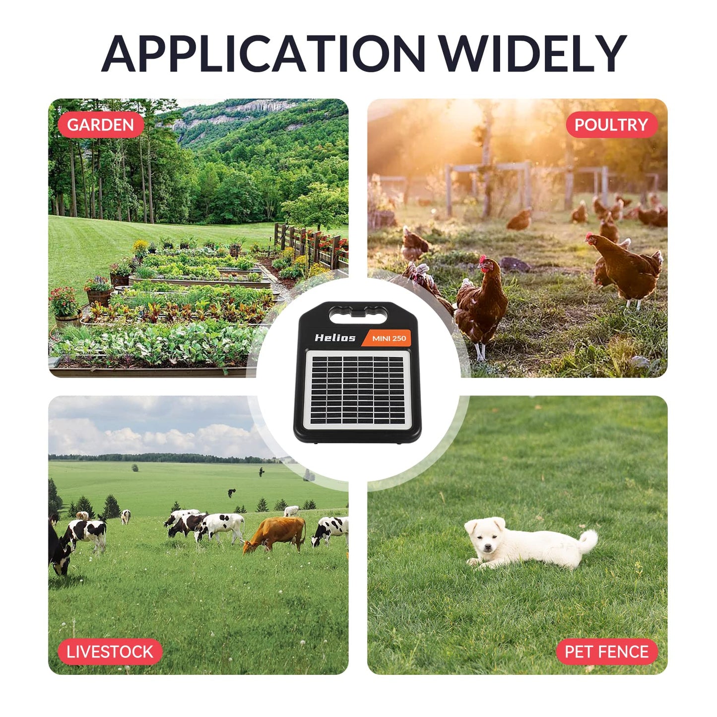 Andmon MINI250 Solar Electric Fence Charger with Day or Night Mode, 0.25Joule Portable Solar Fence Charger