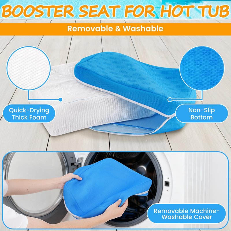 Hot Tub Booster Seat for Adults,Weighted 4D Air Mesh SPA Seating,Non-Slip Hot Tub Cushion with 5 Inch Lift for Outdoor Inflatable Tubs and Bathtubs, Pool, Washable & Quick Dry,Navy Blue