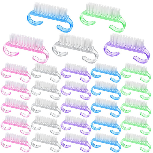 300 Pcs Handle Grip Nail Brush Bulk, 5-Color Nail Scrub Brushes for Toes and Fingernails Cleaner, Pedicure & Manicure Scrubbing Kit for Men and Women