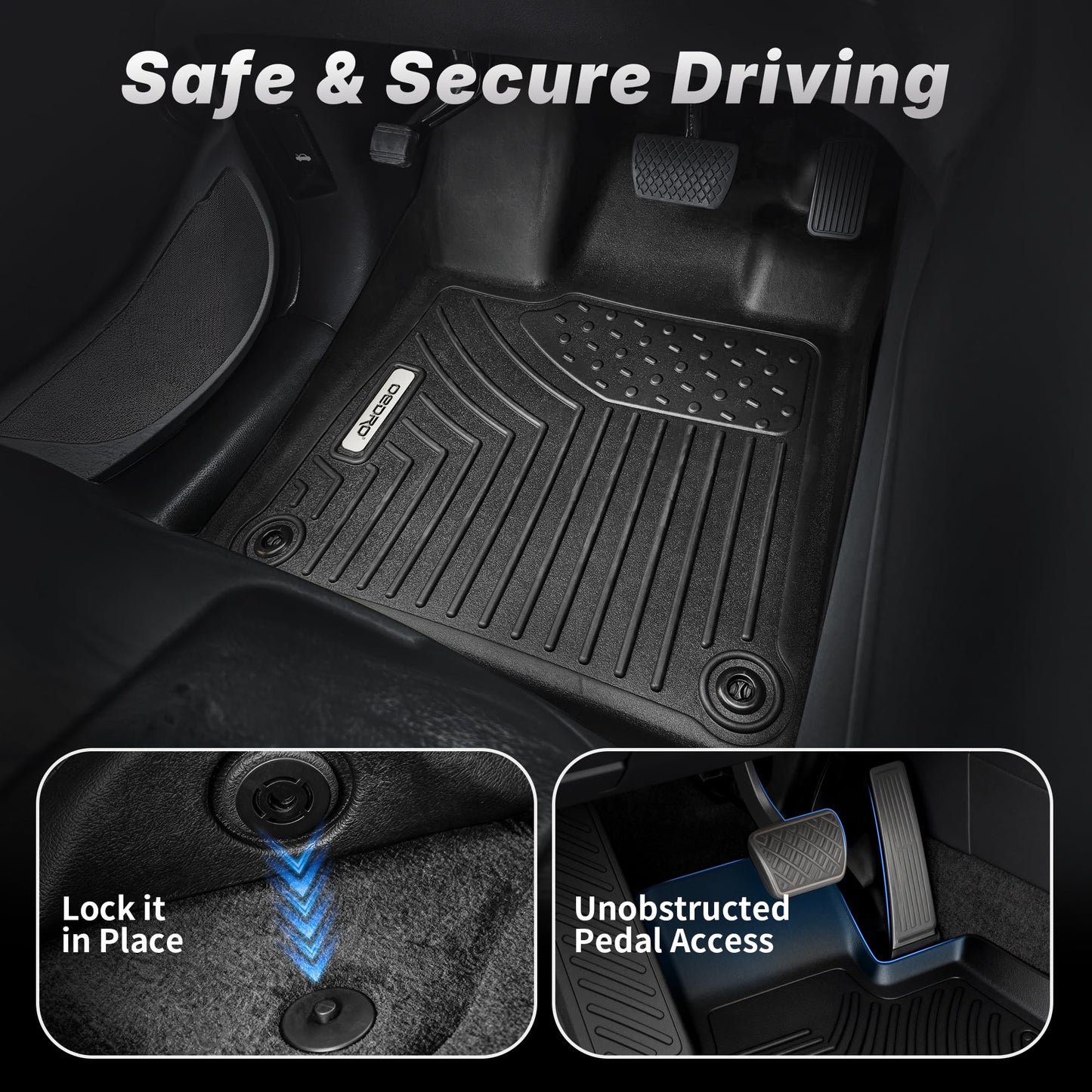 OEDRO Floor Mats for 2024-2013 Toyota 4Runner 7 Seater, Custom Fit TPE All-Weather 4Runner Car Mats Includes 1st, 2nd Row & 3rd Row Floor Liners, Black