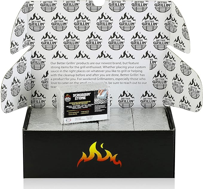 Better Grillin Scrubbin Stone Grill Cleaner-Scouring Brick/Barbecue Grill Brush/Barbecue Cleaner for BBQ, Griddle, 12pk