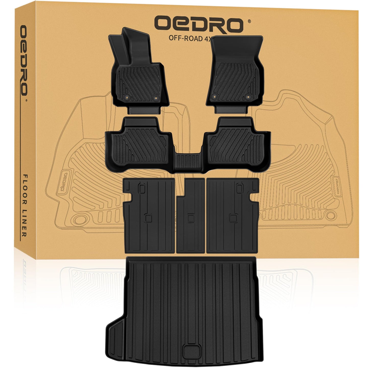 OEDRO Floor Mats Trunk Mat with Backrest Mat Fit for BMW X3 2025 2026, Custom Fit TPE All Weather Trunk Mat with Backrest for BMW X3 Accessories, Anti-Slip Back Seat Protector for X3, Full Mat Set