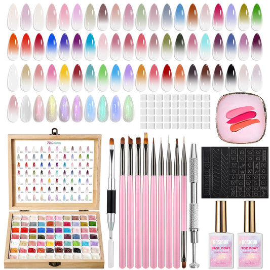Patting Gel Polish Pallete Kits: 70 Colors Sponge Ombre Gel Pat Paint for Nails- Gradient Painting Nail Palette for Patting French, Blush, Stripper, Aura Nails with Base Top Coat (UV Curing Needed)