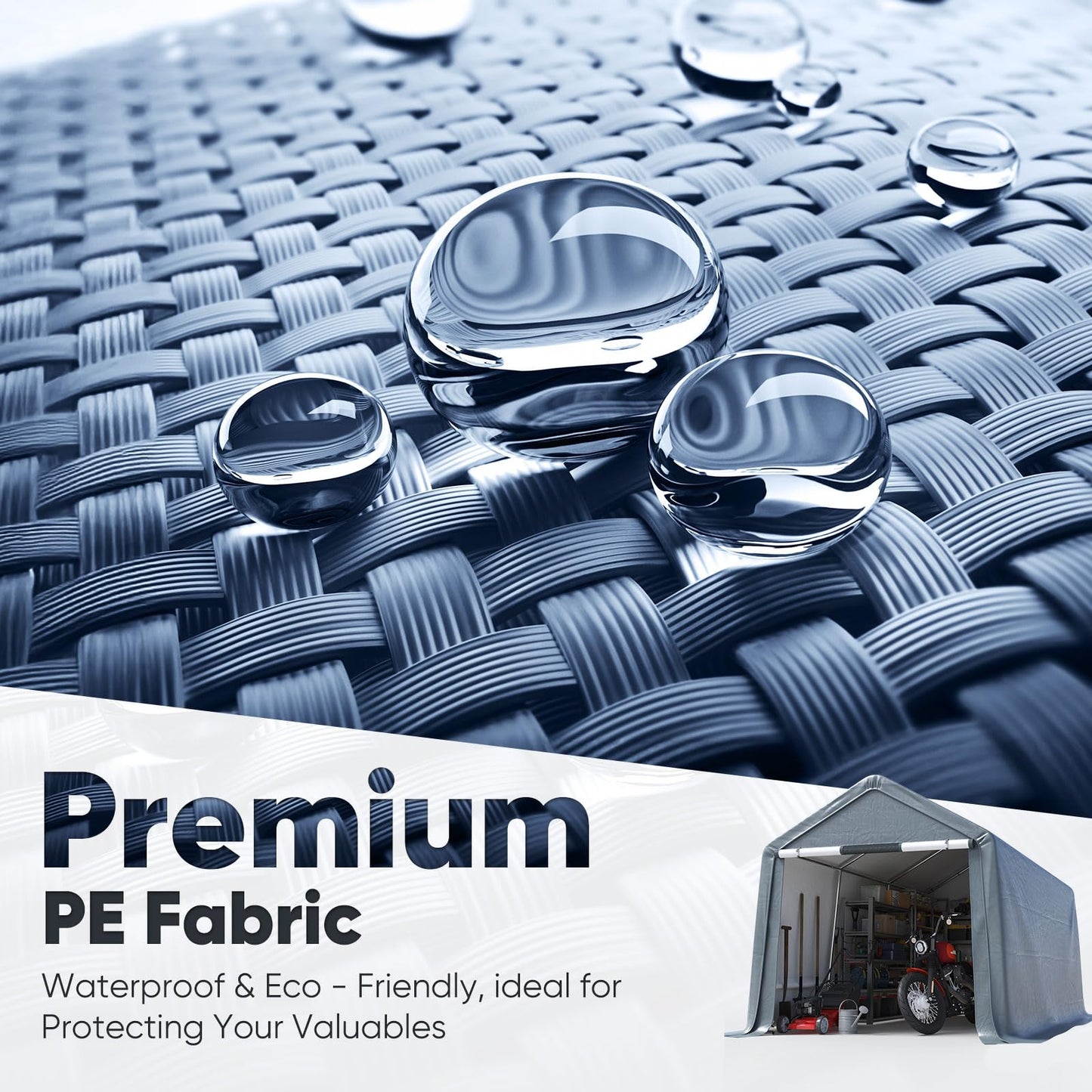 Quictent 8x10FT Carport Shelter Storage Shed with Roll-Up Mesh Windows, Heavy Duty Portable Garage for Motorcycle, ATV, Garden Tools Waterproof Storage Tent with Reinforced Frame, Dark Gray