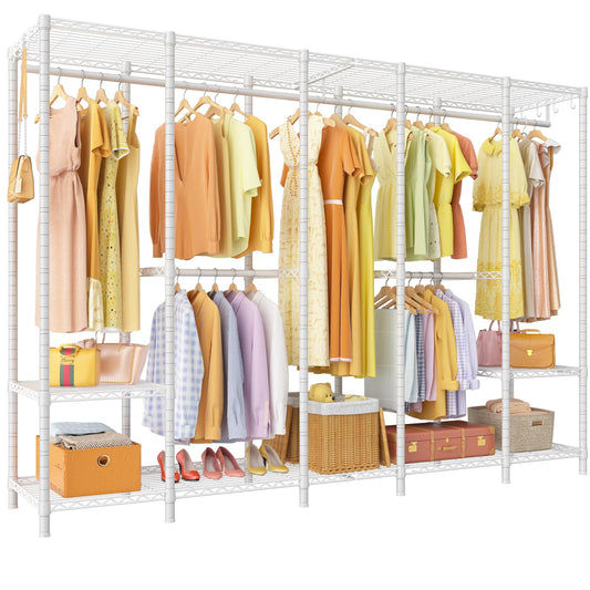 Ulif H50 Extra Large Clothes Rack, Heavy Duty Garment Rack, Freestanding Portable Closet, Clothing Racks for Hanging Clothes, Wardrobe Closet 89.8'' W x 15.8" D x 76.4" H, Max Load 1400 Lbs, White