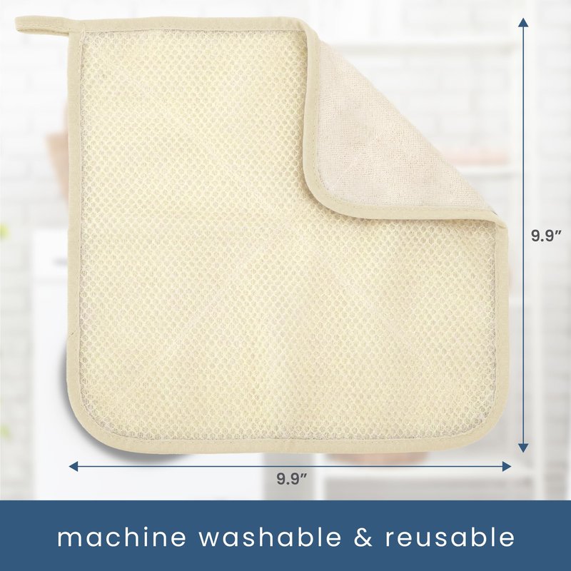 S&T INC. Exfoliating Washcloths, Dual Sided for Face and Body Scrub Towel, 9.9 Inch x 9.9 Inch, Cream, 3 Pack