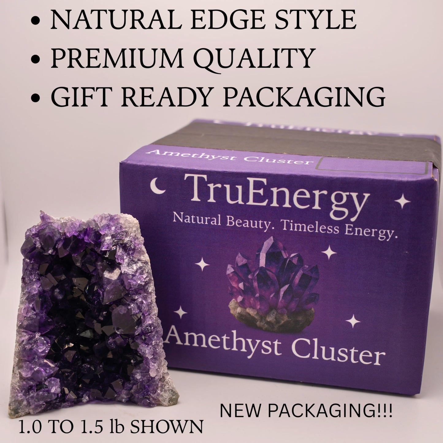 TRUENERGY Natural Amethyst Cluster Quartz Crystal – 1.5 To 2.0 lbs Grade A+ Raw Dark Purple Geode Stone from Uruguay – Home Decoration, Meditation Healing, and Positive Energy (1.5-2 lbs)