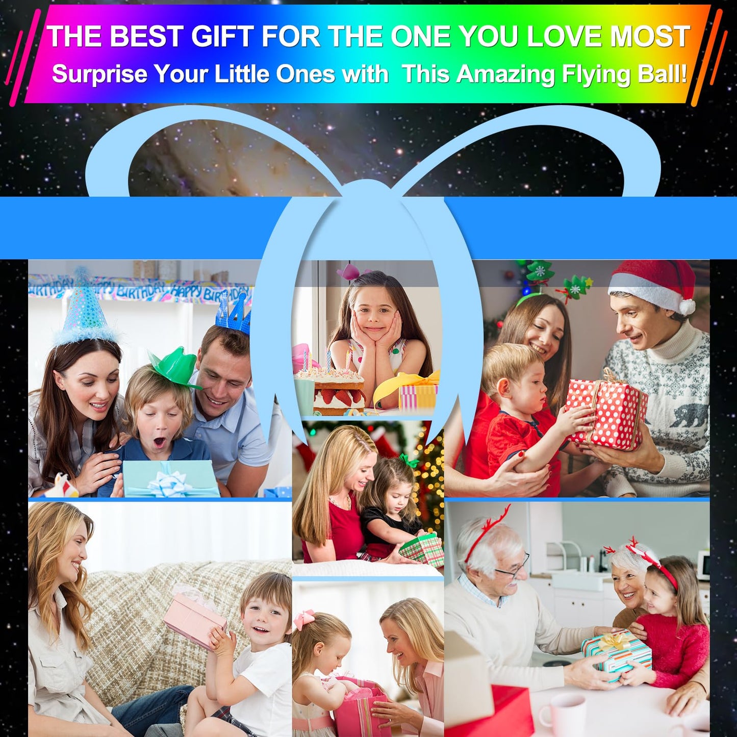 Vantexi Flying Orb Ball Toy, Parachute with LED Light, Magic Hand Controlled Mini Galaxy Hover Ball,Cosmic Globe Boomerang, Cool Christmas Birthday Gift for 6 7 8 9 10+ Year Old Boys Girls-Bright Blue