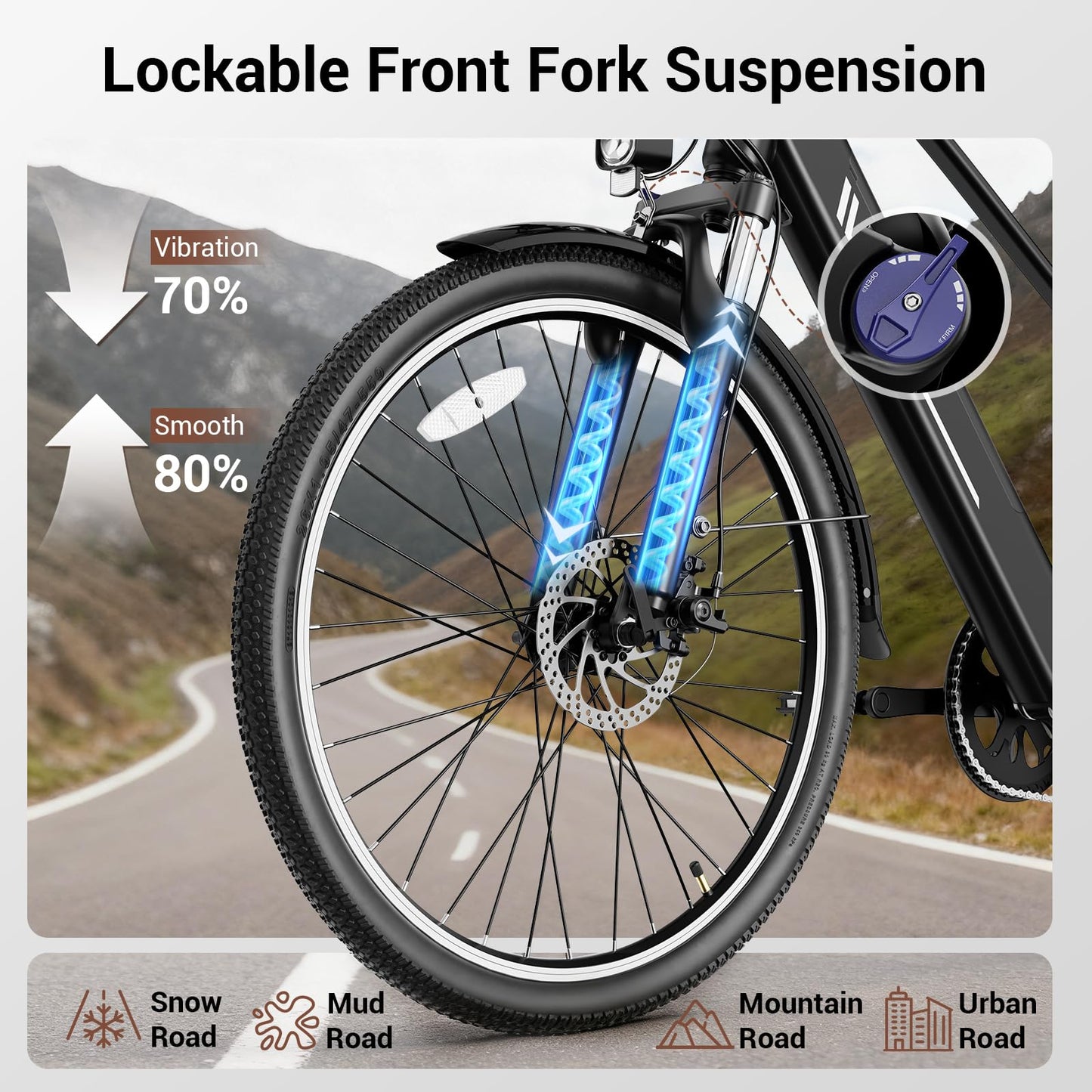 Electric Bikes for Adults,1000W Electric Bike, 26" Ebikes for Adults with 375Wh Removable Battery, 25MPH&40Miles Long Range Bicycles, Commuter Ebike for Men/Women, UL Certified (Standard eBike, Black)
