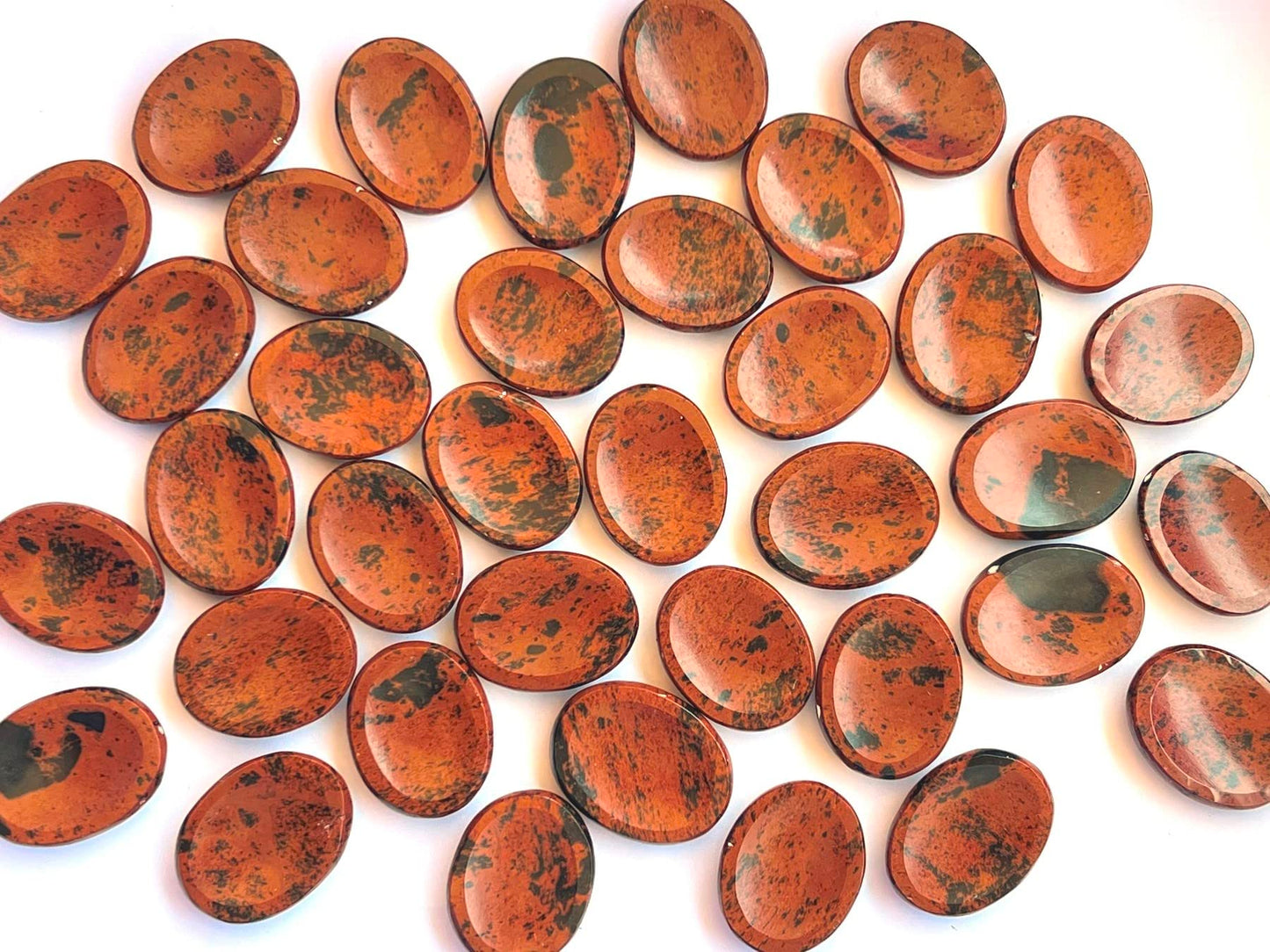GEMSCITE Mahagony Obsidian Thumb Worry Stones Metaphysical Gemstone Crystal Healing Reiki Men Women Gift Feng Shui Positive Energy Love Wellness Palm Stones Wicca Powerful
