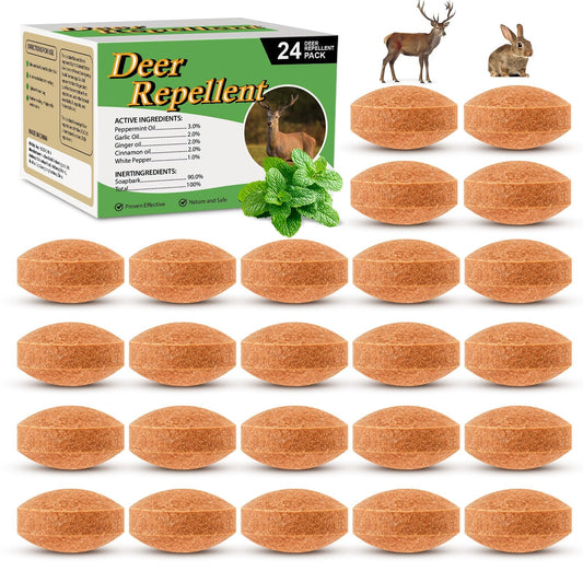 CKUKARM 24 Pack Deer Repellent Rabbit Repellent Outdoor Deer Deterrent for Plants Flower Vegetable Tree Deer Rabbit Repeller