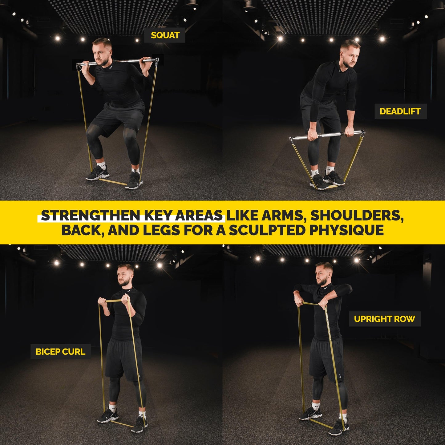 Tribe Lifting Resistance Bands for Working Out Men and Women - Pull Up Bands Set of 5 with Handles, Door Anchor and Bar - Workout Bands for Strength Training, Exercise Bands for Home Gym