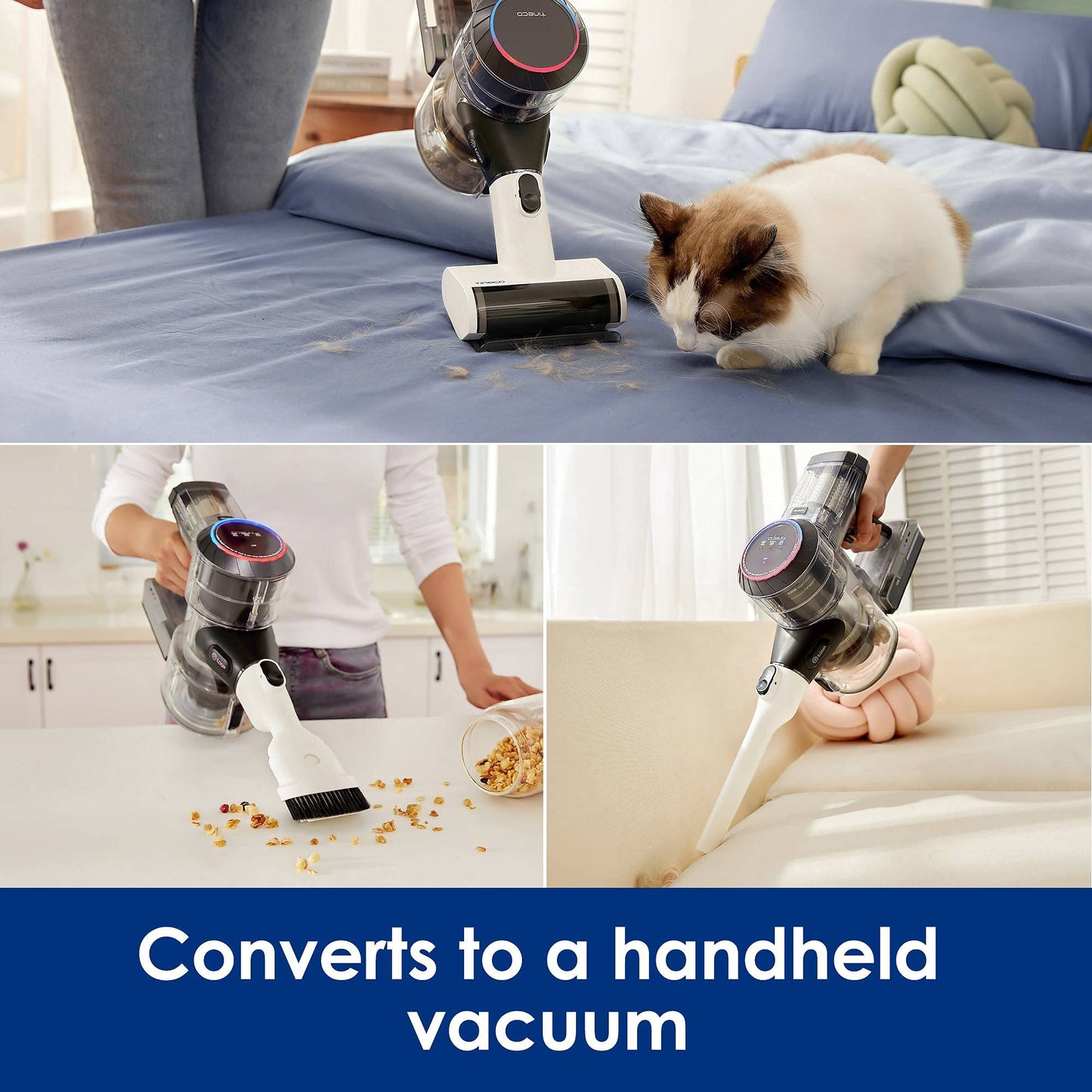 Tineco Pure ONE S11 Smart Cordless Stick Vacuum Cleaner, Strong Suction Handheld Vacuum for Hard Floors, Cars & Pet Hair, Lightweight Deep Cleaning