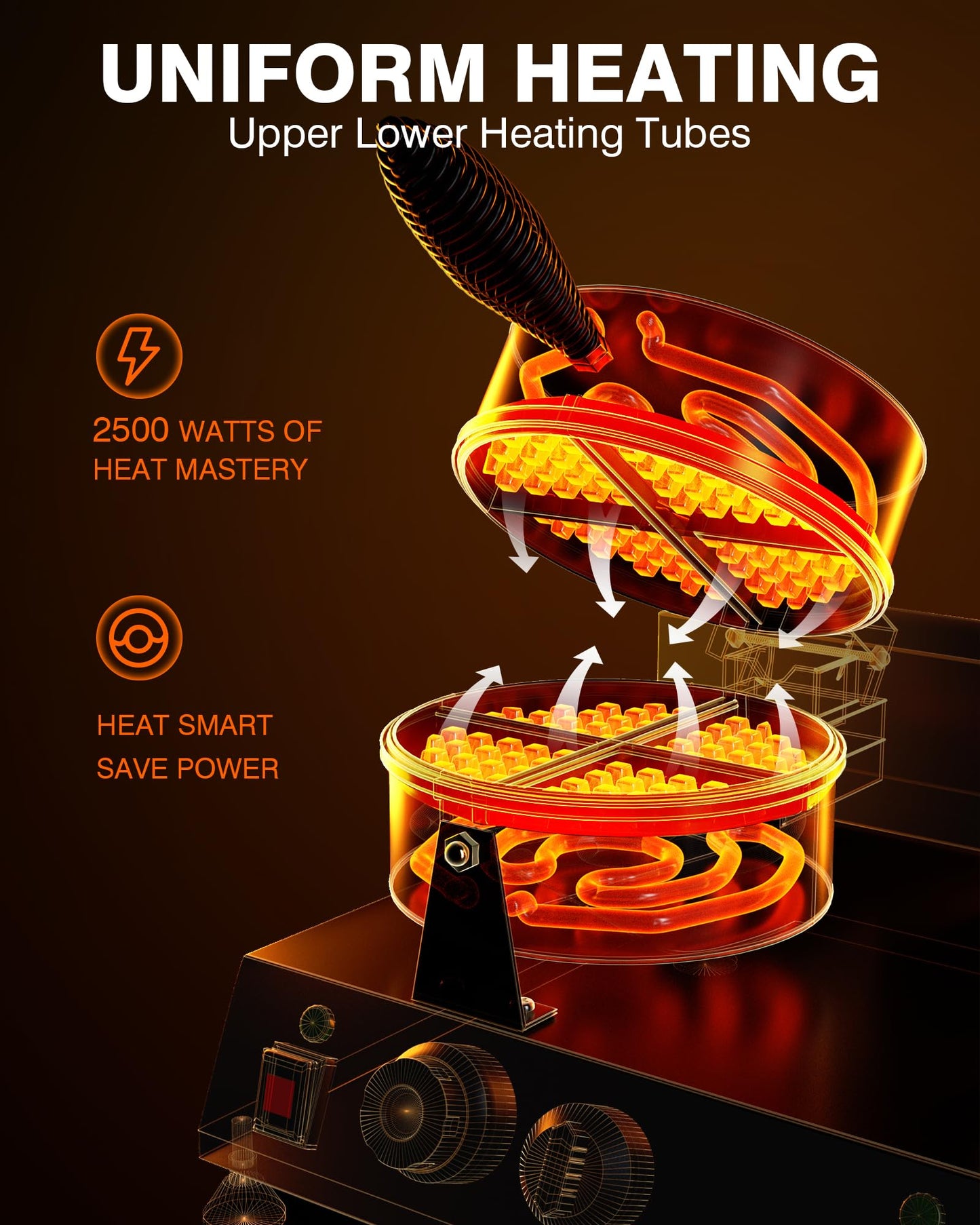 PYY Commercial Waffle Maker - Double Waffle Maker, Large, Stainless Steel, Non-stick Electric Chaffle Maker for Restaurant Party Food Stall