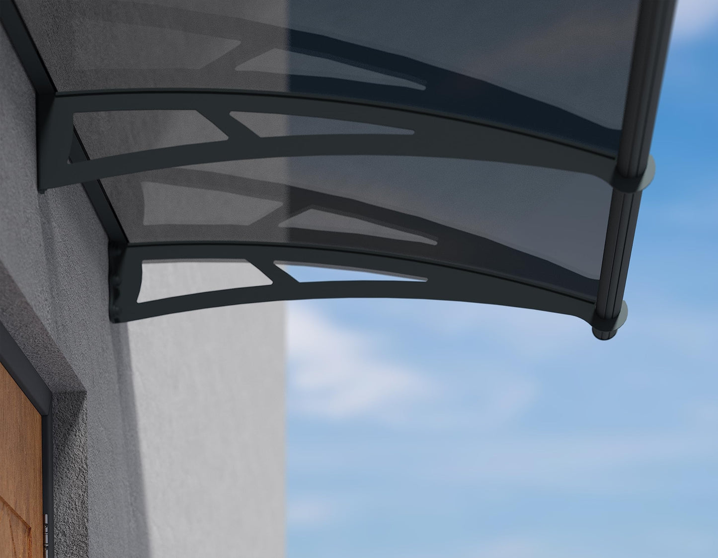Palram-Canopia Aquila 3000 10x3 Door Awning for Door Entrance, High-End Polycarbonate Window Awning with Solar Gray Panels, UV Protection, Modern Metal Frame, Weather Resistant Overhang, DIY Exterior