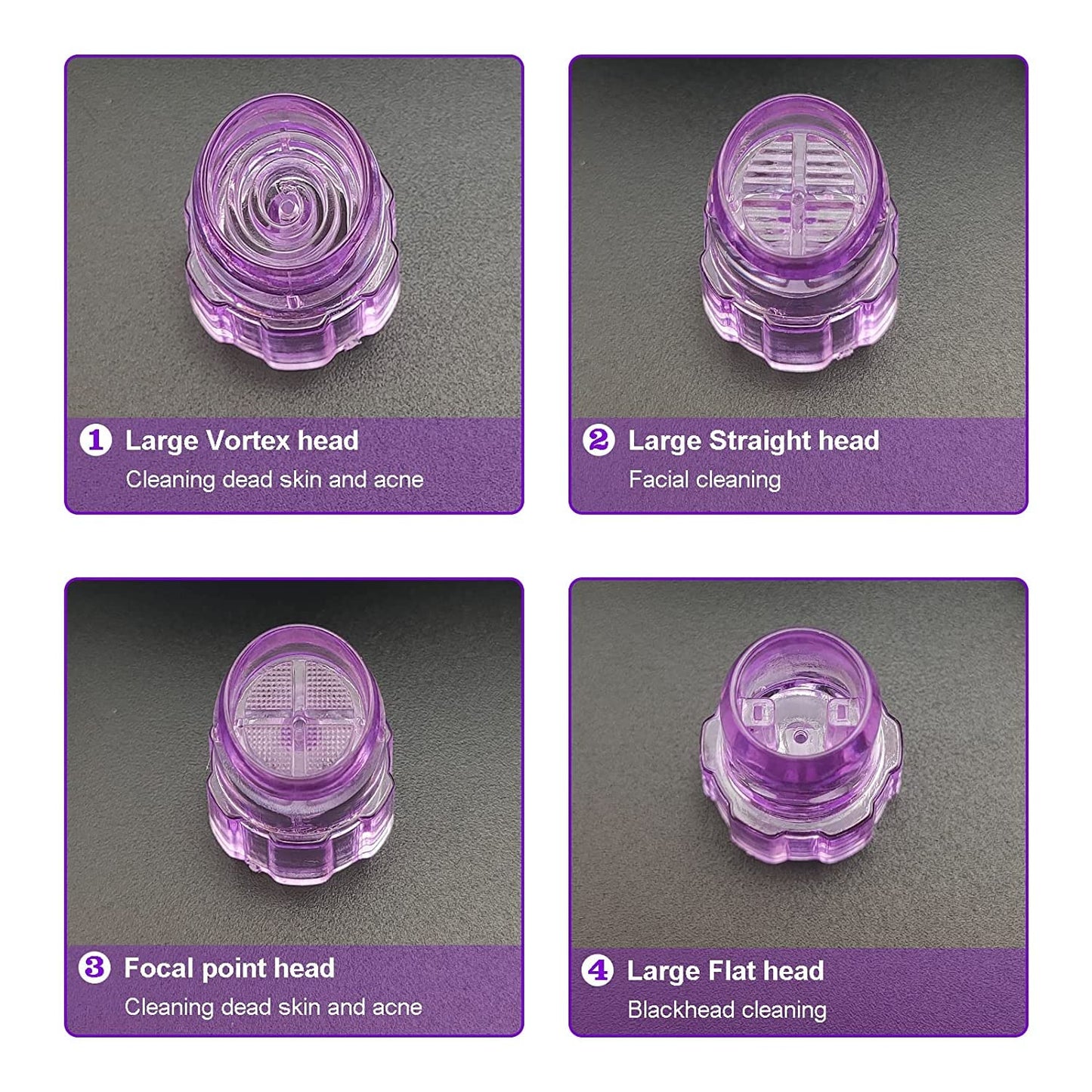 Elitzia Plastic Dermabrasion Microderma Heads Facial Aqua Peel Tips Water Peeling Caps Facial Care Skin Cleaning Tool Beauty Machine Replacement Spare Parts 8pcs Per Set（Purple）