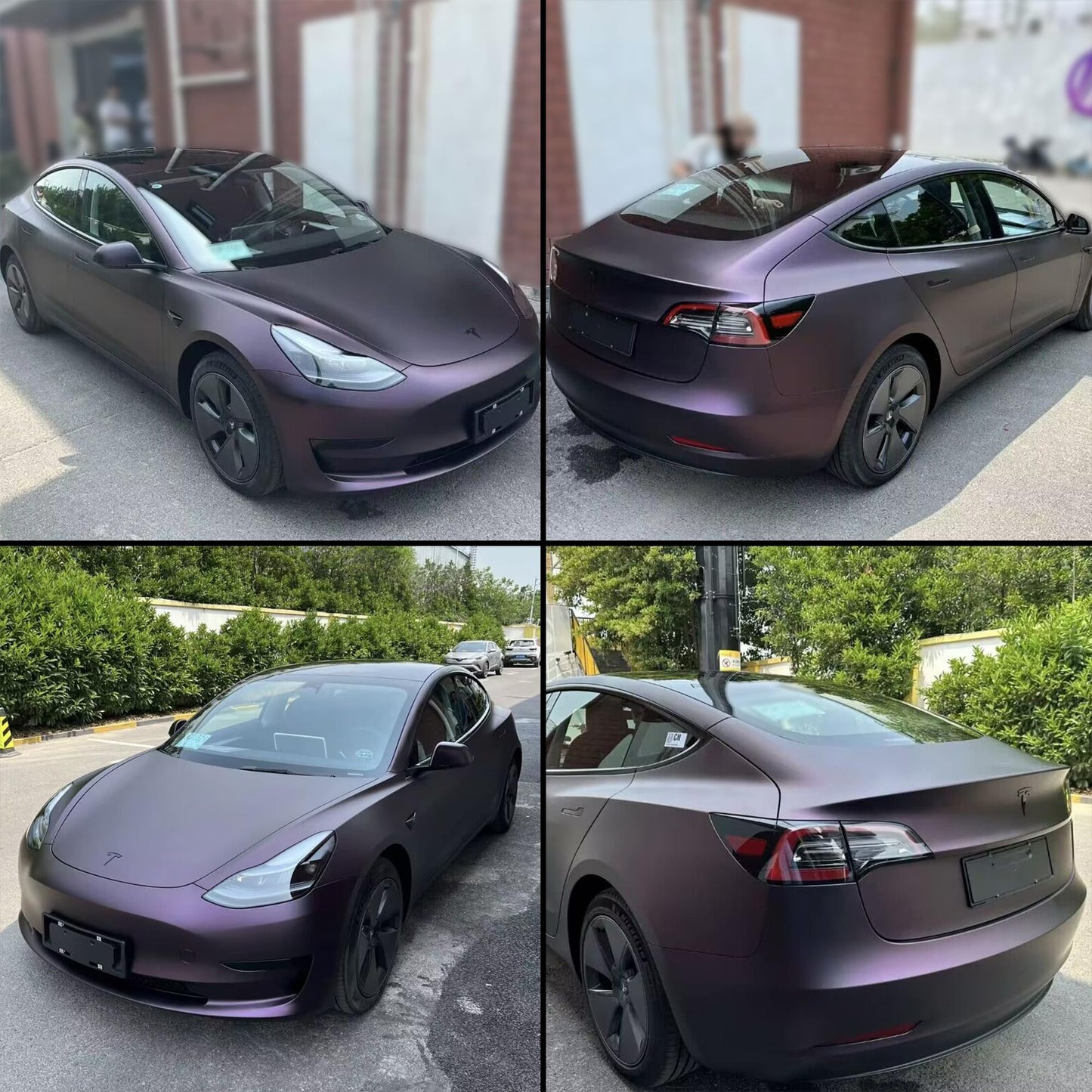 AuMoHall Matte Metallic Black to Charming Dark Purple Satin Chameleon Vinyl Wrap Color Change DIY Vehicle Vinyl Film, 59.84'' x 196.85''
