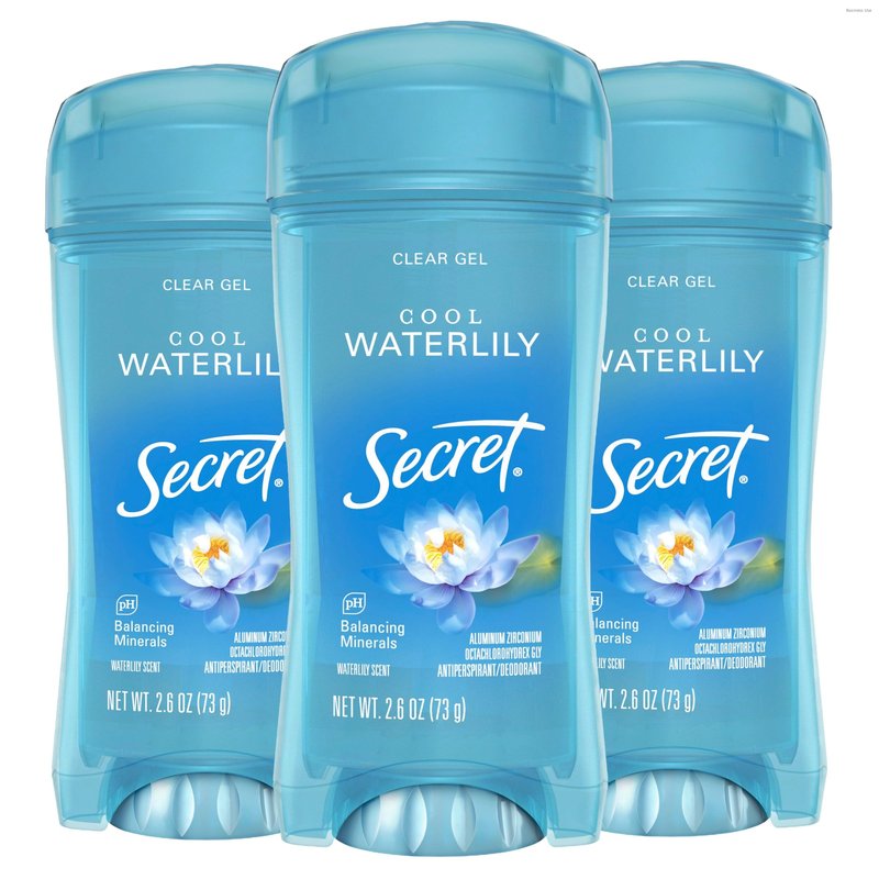 Secret Fresh Antiperspirant Deodorant for Women, 72hr Breathable Sweat & Odor Protection, Instant Freshness & Gentle, PH Balancing Minerals, Clear Gel, Cool Waterlily Scent, 2.6 oz (Pack of 3)