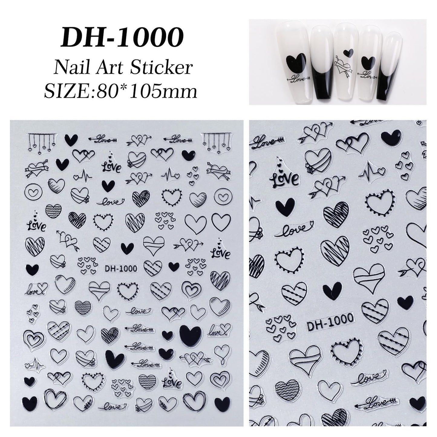 7 Sheets Heart Nail Stickers for Nail Art Valentine’s Day Nail Decals 5D Self-Adhesive Coloful Heart Nail Design Valentines Day Nails Supplies for Women Girls DIY Nail Art Decor