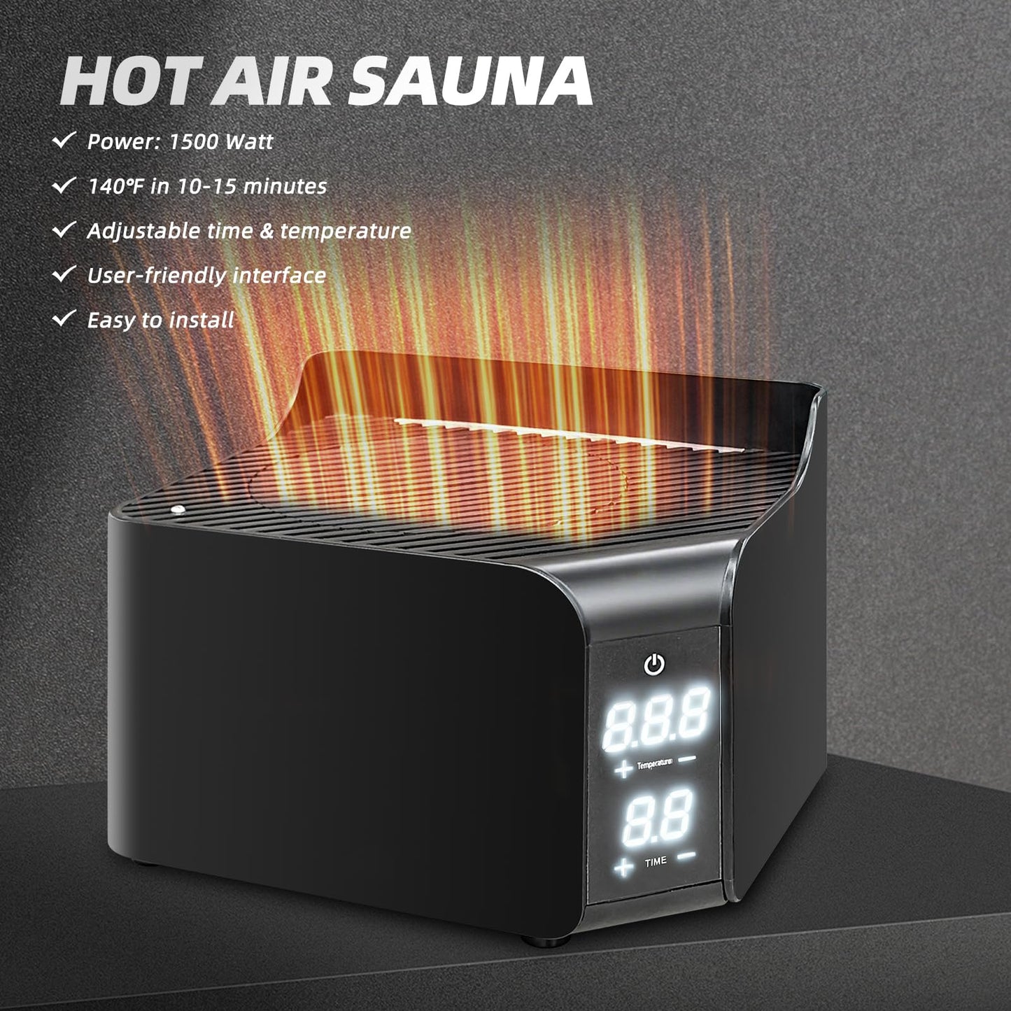 Gollense Hot Air Sauna with 660nm Infrared Red Light Therapy Lamp, Portable Sauna for Home Relaxation One Person Dry Sauna Box, 1500W High Power & 6ft-Tall Personal Tent with Foldable Chair, Black