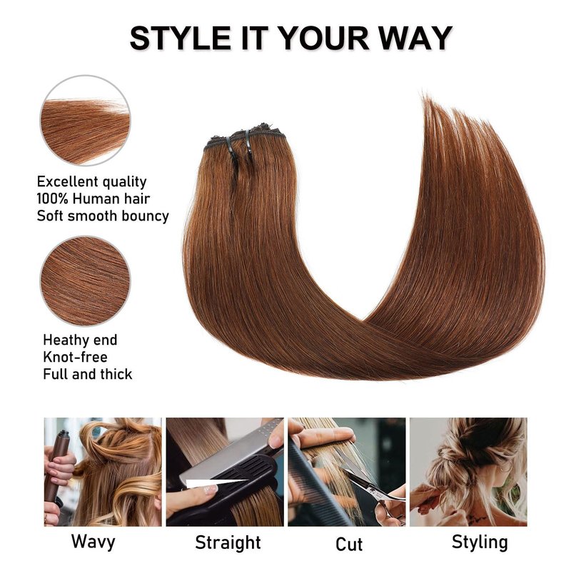 Clip in Hair Extensions Real Human Hair Chocolate Brown 14 inch 7pcs 70g/Pack, Human Hair Clip in Extensions, Salon-Grade Quality, Easy Comfort Wear for Women (#4, 14 inch)