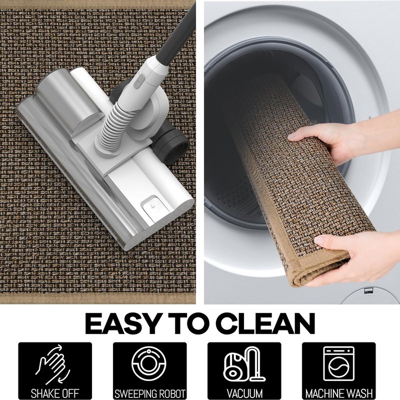 Hargiis Kitchen Rug, Rubber Non Slip Kitchen Rugs Washable, Absorbent Runner Mat for Floor, Machine Washable Standing Mats for in Front of Sink, Door, Laundry, Entryway, Entrance (Brown, 47" × 17.3")