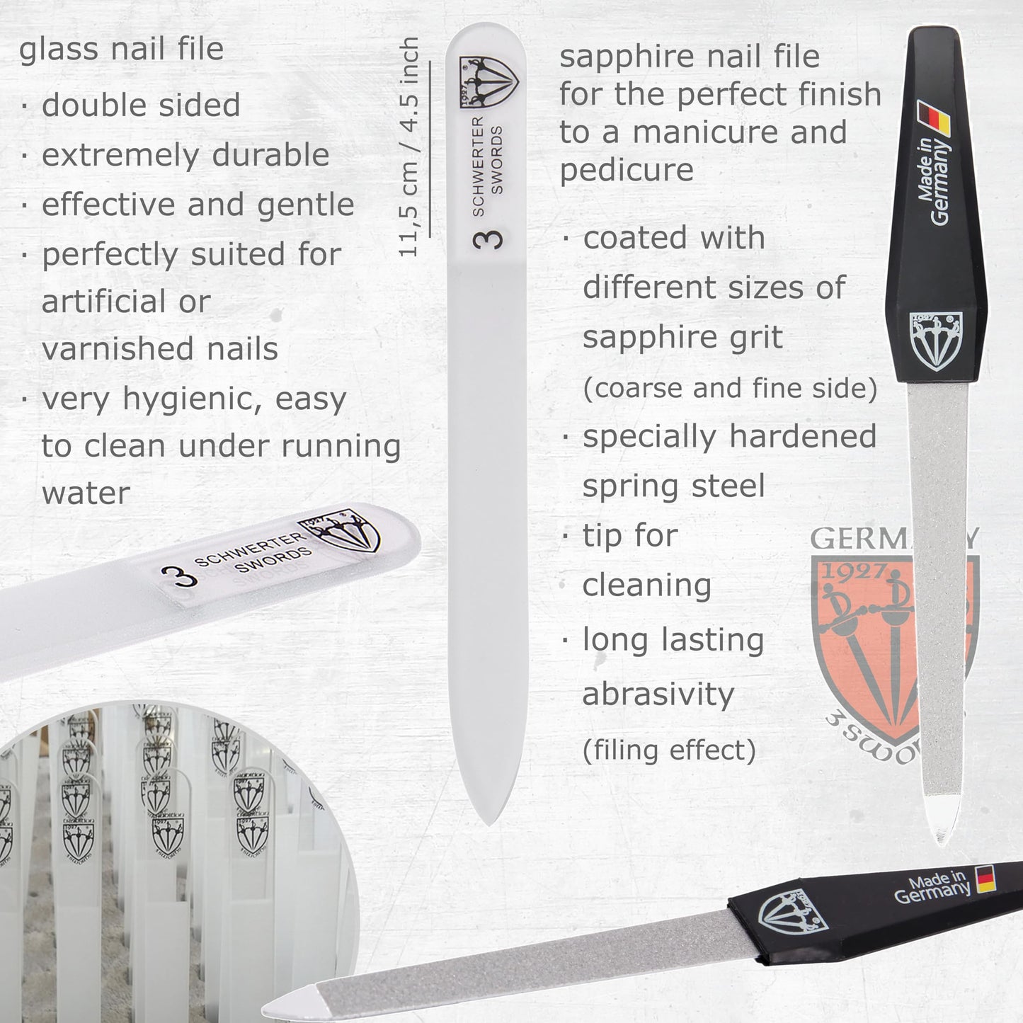 3 Swords Germany - brand quality 8 piece manicure pedicure grooming kit set synthetic leather case camouflage - Made in Germany