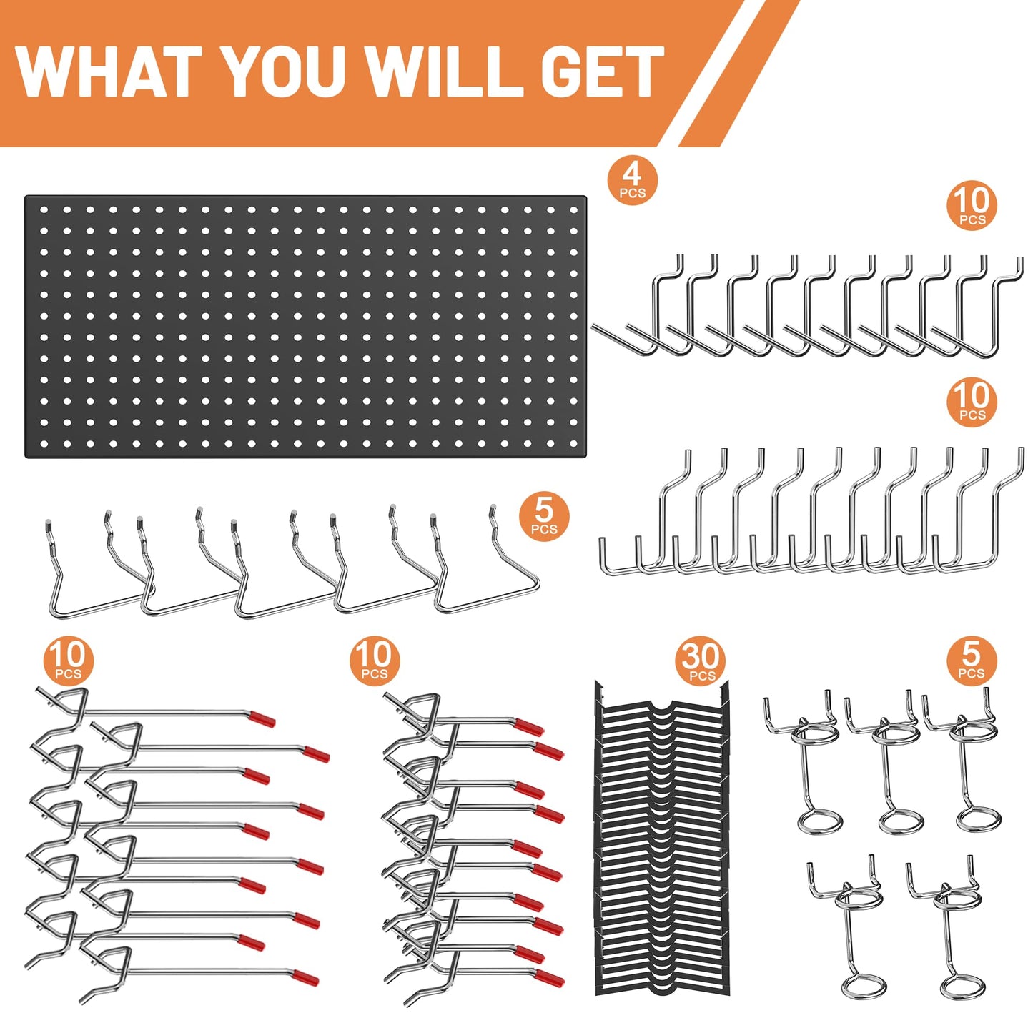 Ultrawall 4 Pack Metal Peg Board Panels with Hooks, Pegboard Wall Tool Organizer for Garage, 84pcs Peg Board with Accessories, 24"X12"""