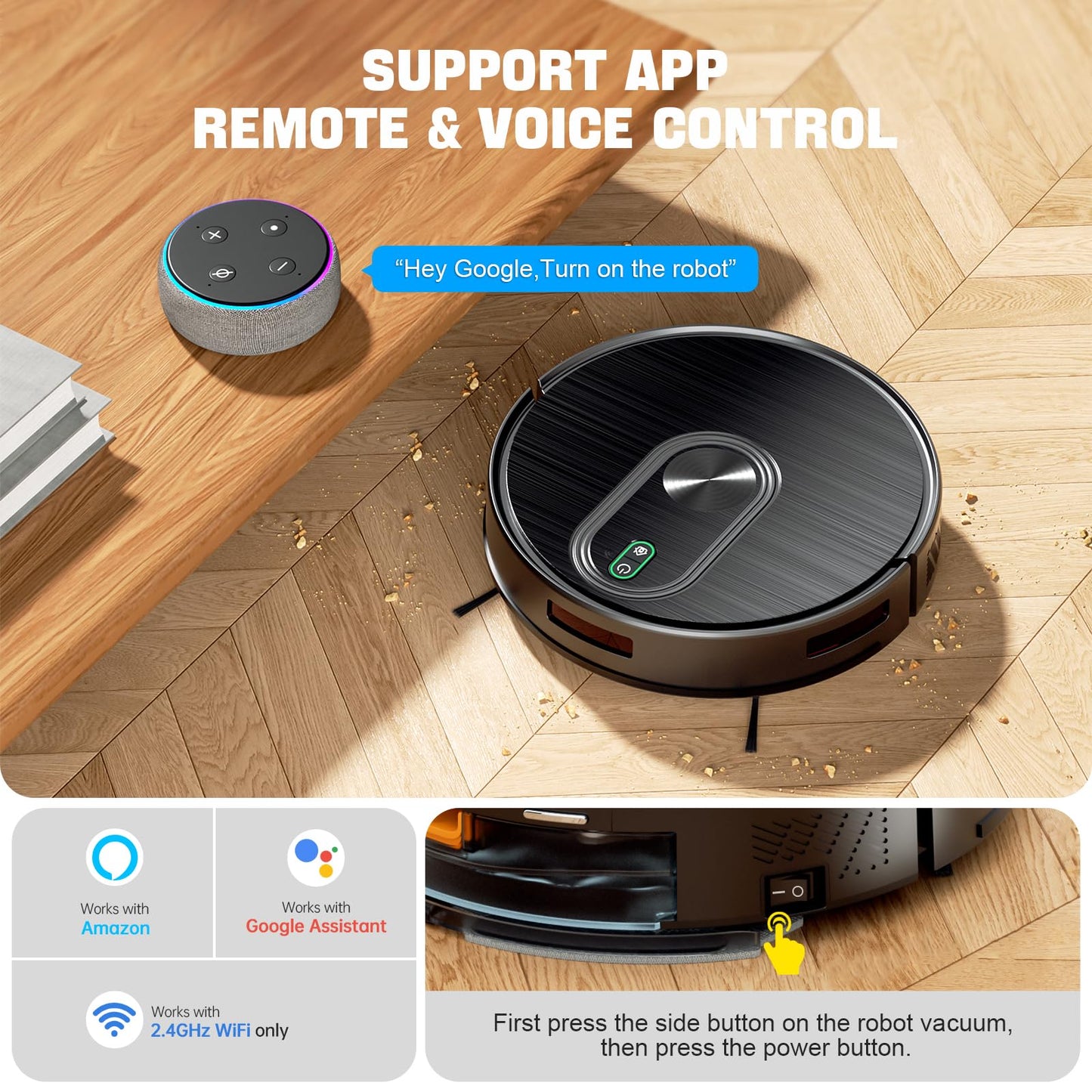 XIEBro Robot Vacuum and Mop Combo, 2 in 1 Robotic Vacuums Cleaner with 6500Pa Max Suction, App/Wi-Fi/Voice, Robot Vacuum with Schedule, Self-Charging, Slim, for Pet Hair, Hard Floor, Carpet