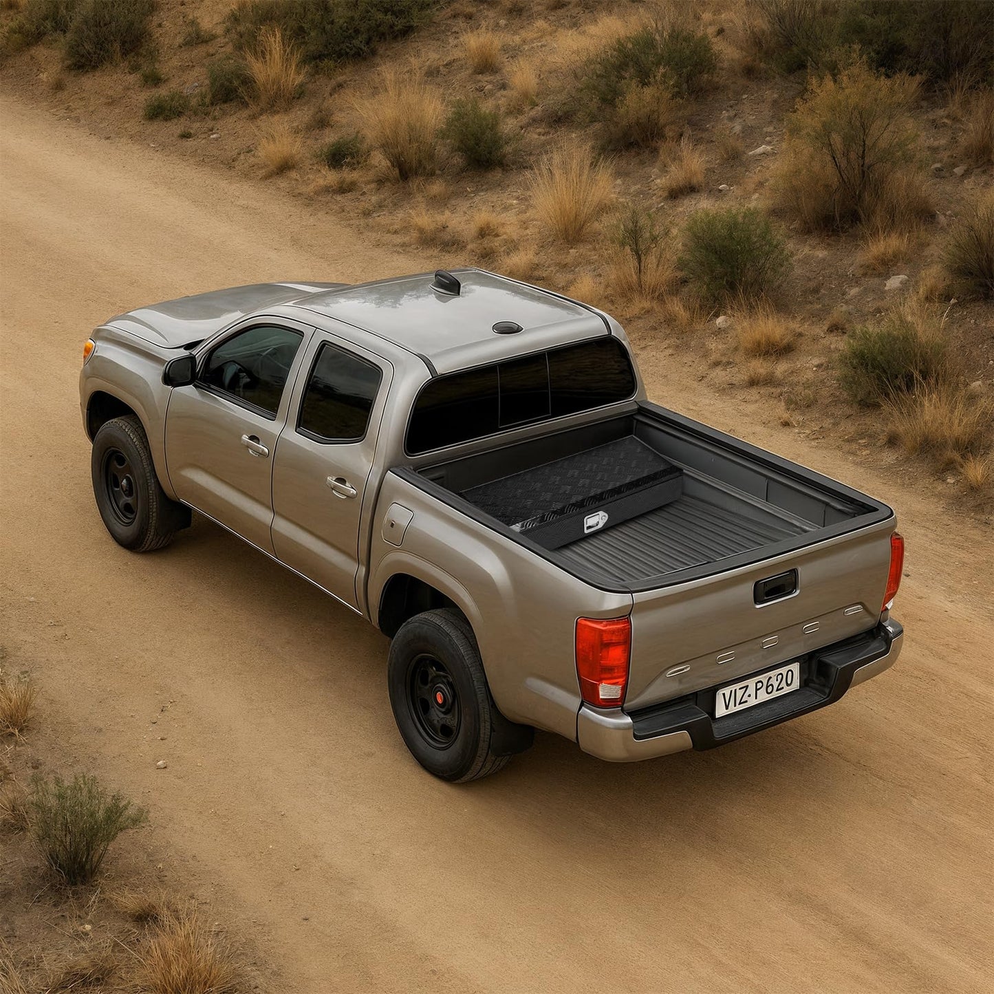 34.5 Inch Aluminum Truck Box, Heavy Duty Truck Bed Tool Box, Waterproof Trailer Toolbox Storage Organizer Chest with Lock and Key for Pickup Bed RV Motorcycle, Black (34.5"X13"X6.5")