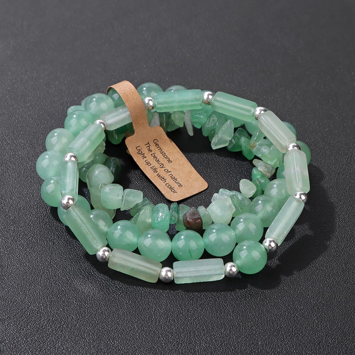 IVY TAILI 3Pcs Jade Bracelet for Women 8mm Green Aventurine Green Jade Beaded Bracelet Stretch Bracelet Set Jade Jewelry for Women