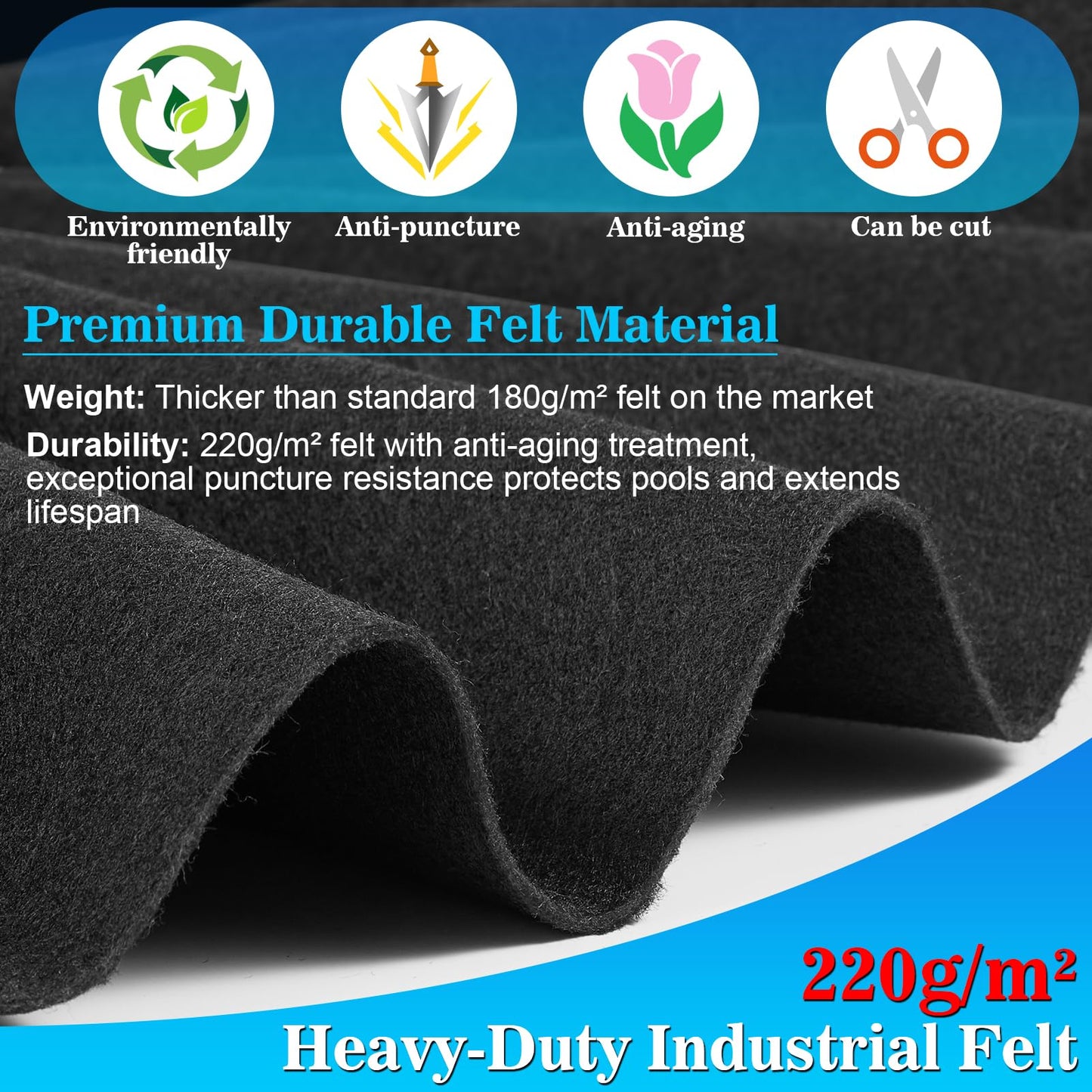 ComfyKit 9.7x6.7ft Rectangular Pool Liner Pad for Above Ground Swimming Pools,Thickened Under Pool Mat Padding,Pools Bottom Liner Protector to Prevent Punctures & Extend Liner Life