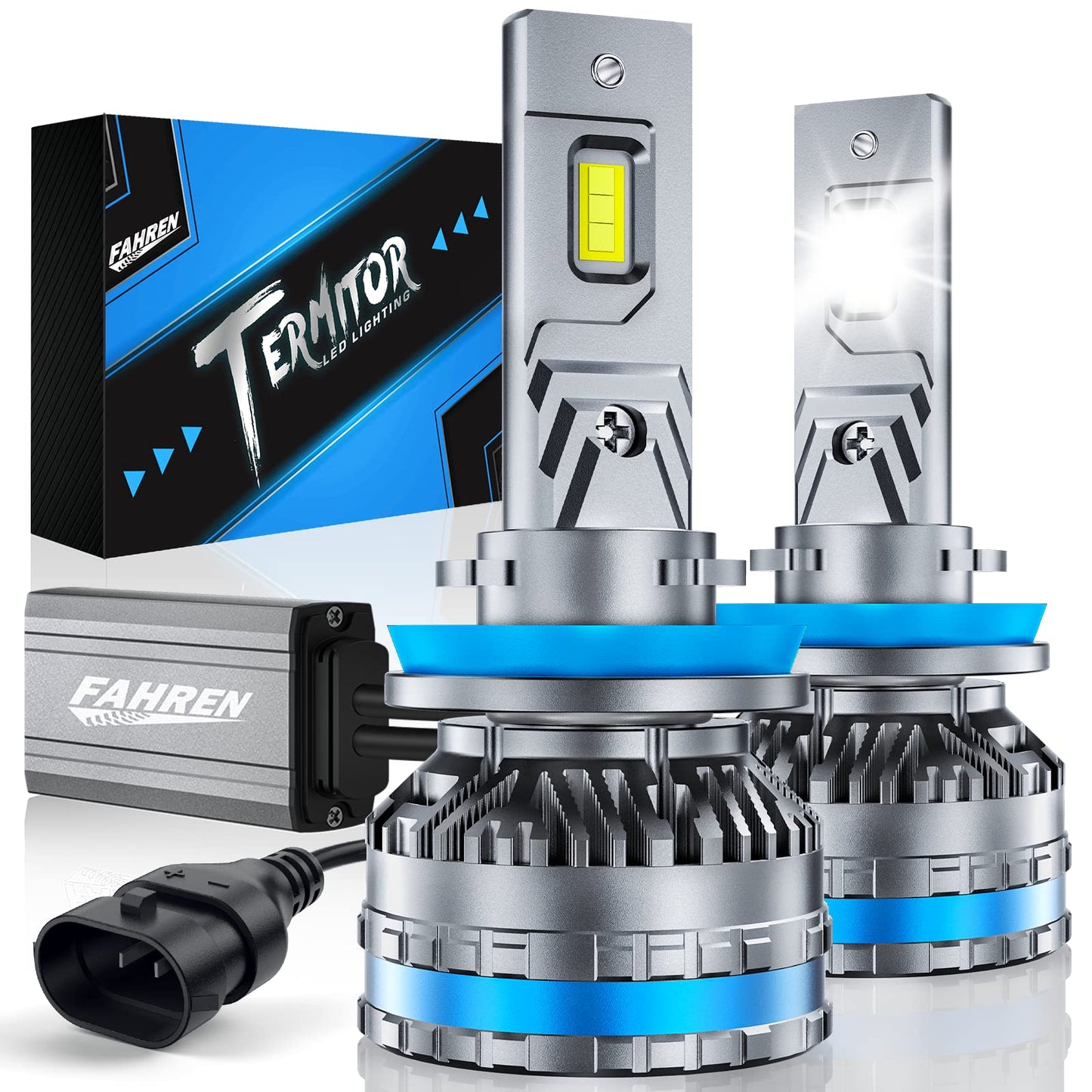 FAHREN Ultra Bright H11 Fog Bulbs,Upgraded 120W 80000LM H8/H9 Bright Lighting Bulb, 6500K Cool White IP68 Waterproof,Quick Installation, Pack of 2