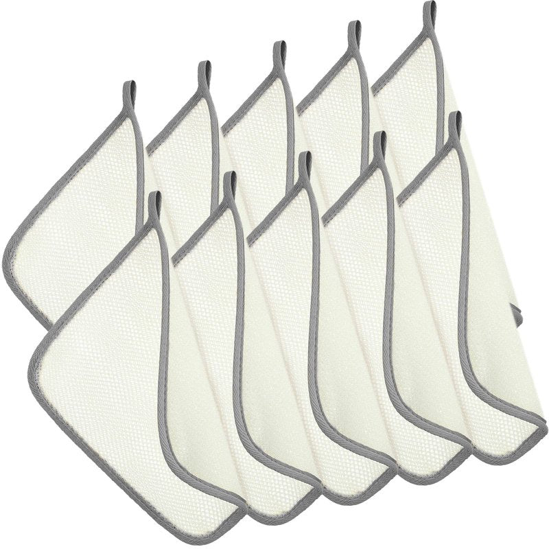 Tatuo 10 Packs Exfoliating Wash Cloths for Body and Face Facial Bath Scrub Soft Weave Loofah Towel Exfoliate Bath Towel Remove Dead Skin Wash Cloth for Women Man (Gray Edge)