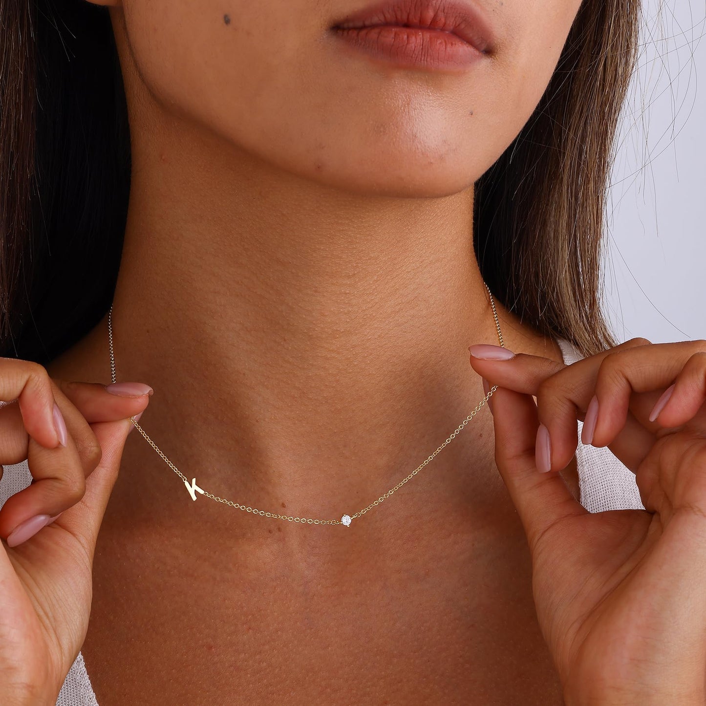 FUCJOEE Personalized Initial Necklaces for Women, Dainty 14K Gold Plated Sideways Letter Necklace Simple Choker Necklace Personalized Name Necklaces for Women Cute Trendy Stuff Teen Jewelry Gifts