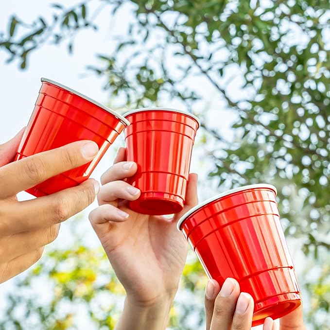 Amazon Basics Small Disposable Red Plastic Party Cups, BPA-Free, 9oz, 50 Count (Pack of 2)