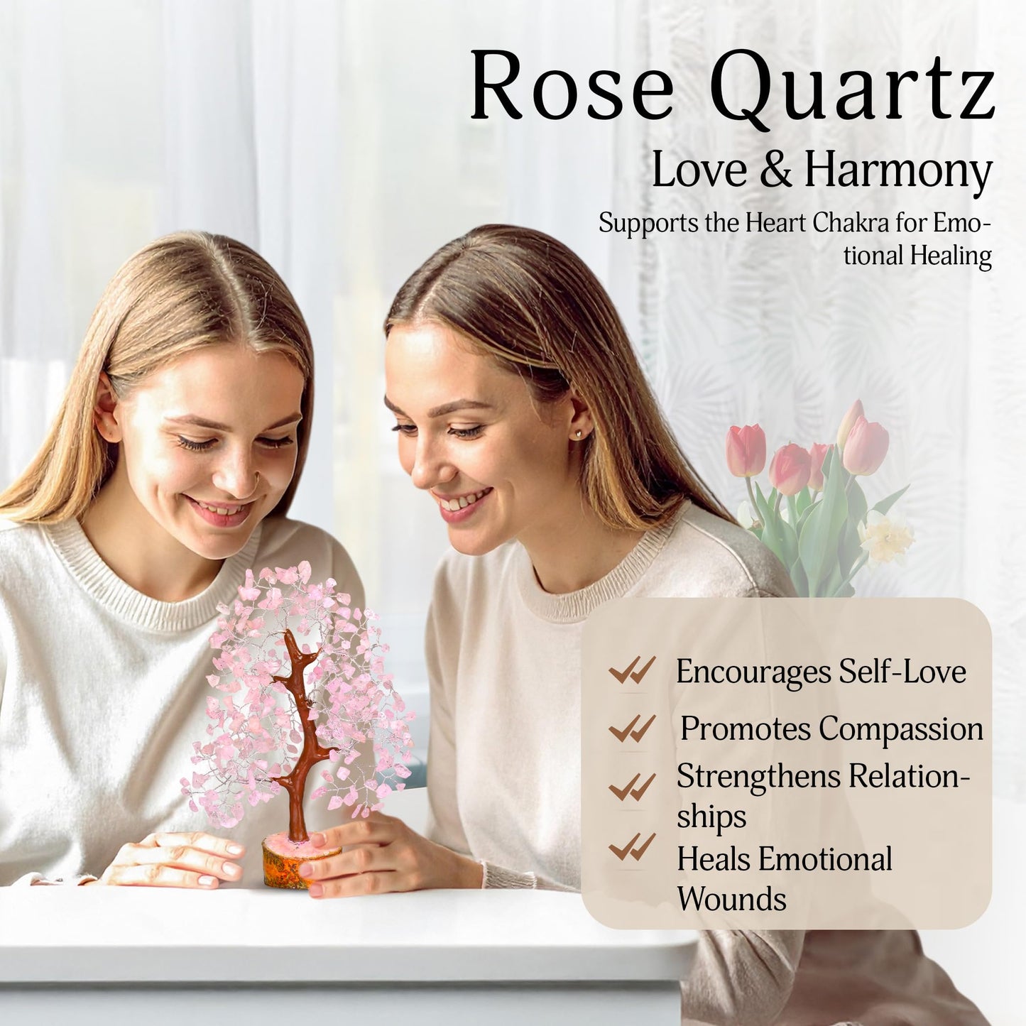 YATSKIA Rose Quartz Crystal Tree - Bonsai Tree of Life - Pink Room Decor - Desk Decorations for Women Office - Gemstones and Crystals - Stones and Crystals