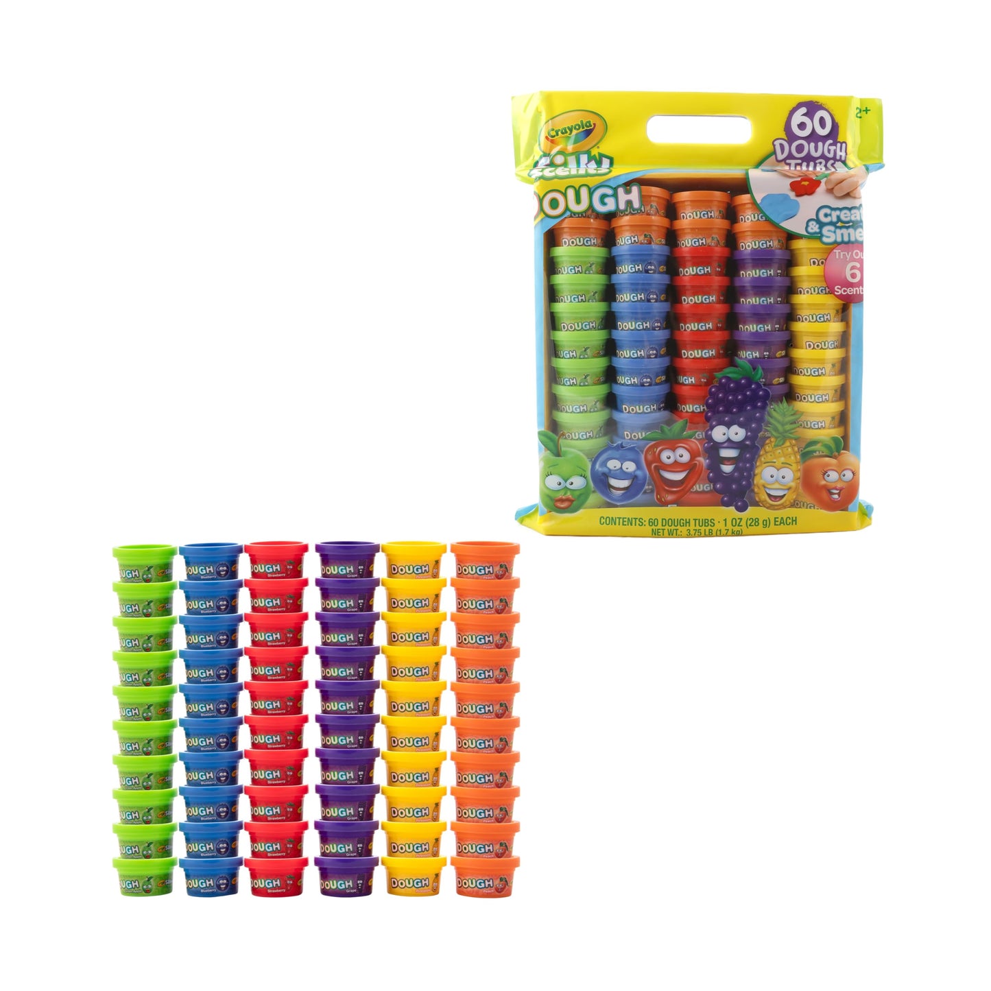 Crayola Silly Scents Dough 60pk x 1oz, Christmas Gifts & Party Favors, Kids Toys for Party Favor Bags, Play Dough & Modeling Clay, Allergen-Friendly, Non-Toxic, Halloween Creativity Alternative