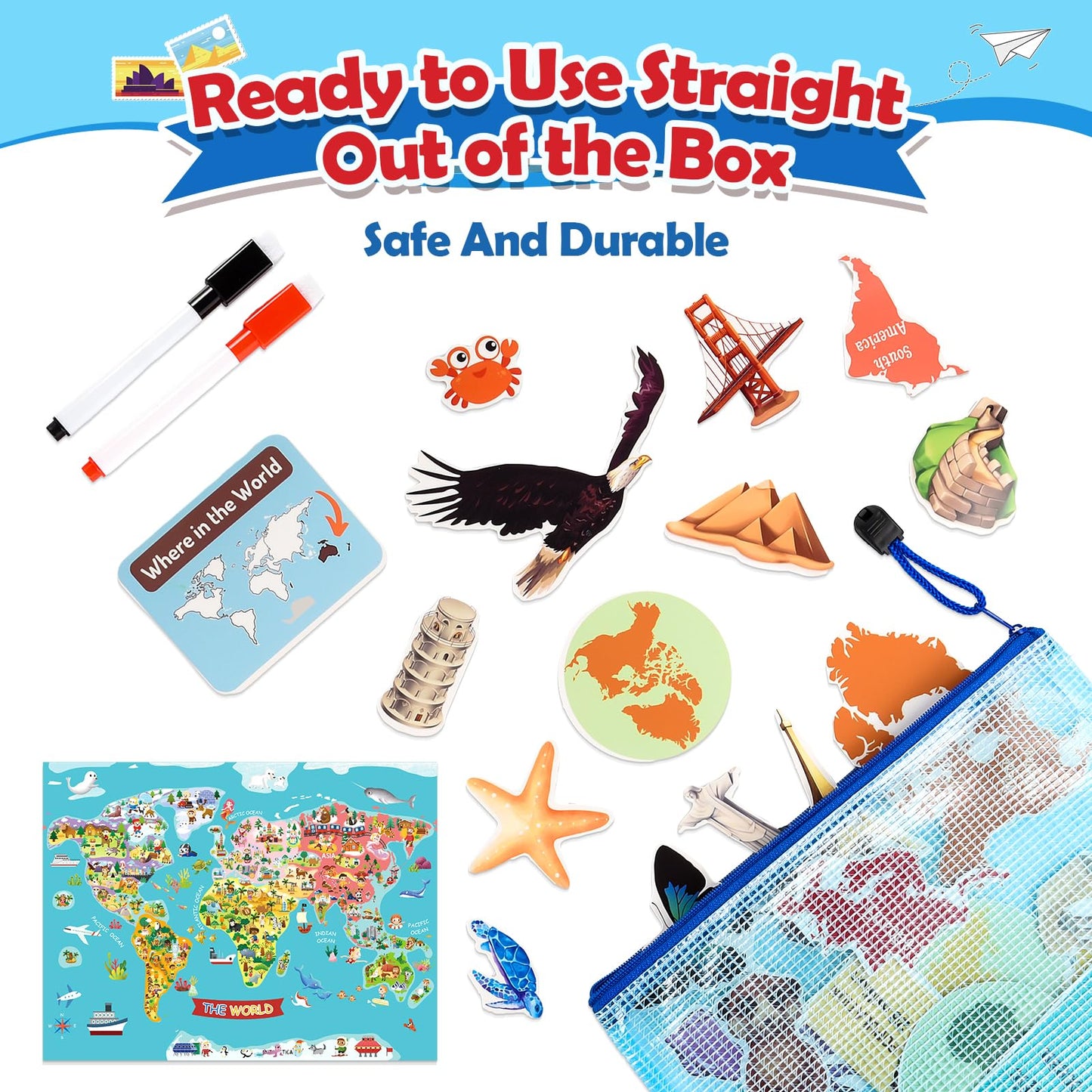 WethCorp Toys for 3-8, Geography Busy Book Sensory Toys for Boys 3-6 Educational Toy for Kids Boy 4-9 Preschool Learning Activities Homeschool Birthday Gift for Girls and Boys Ages 5-7