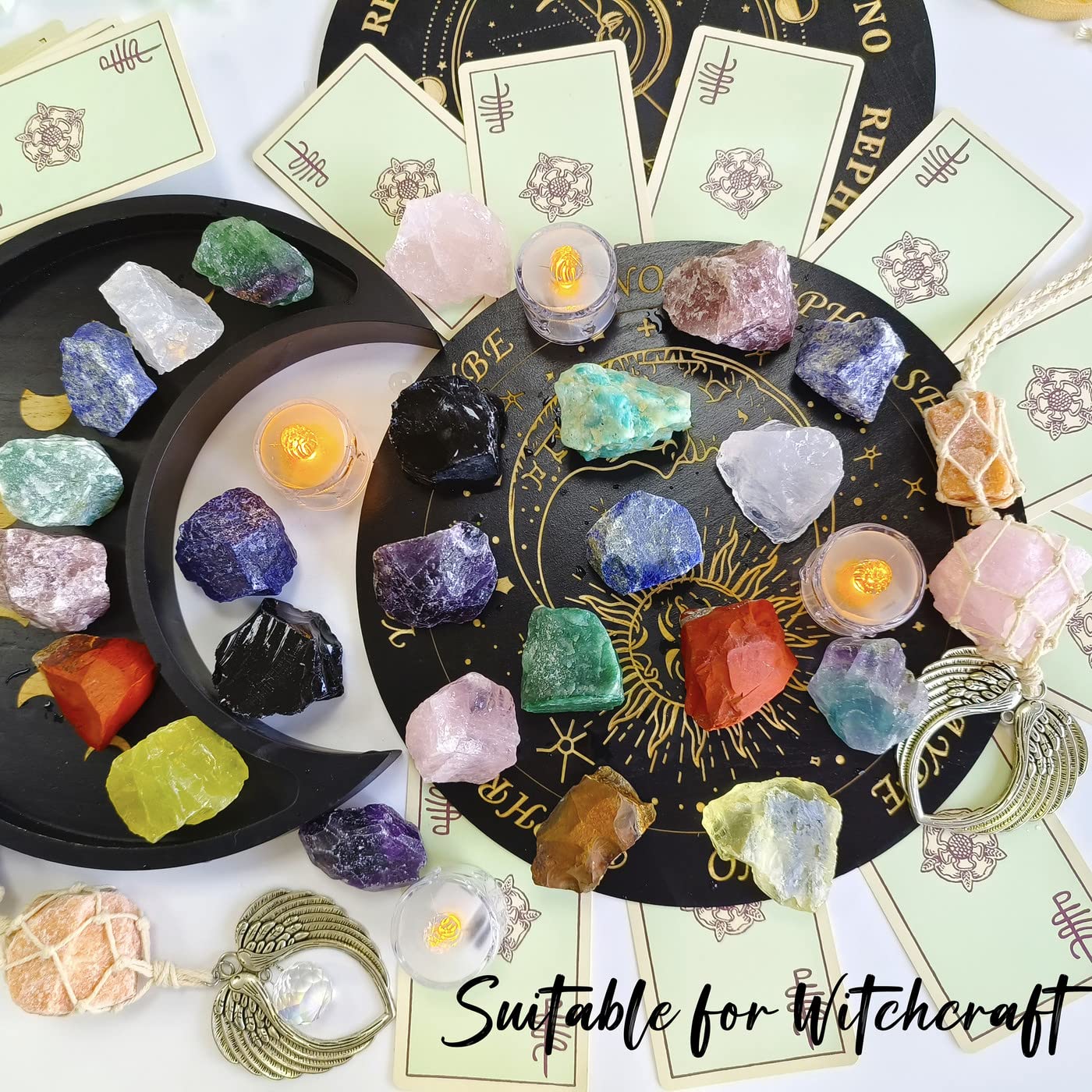 ZHIYUXI 2" Amethyst Rose Quartz Clear Quartz Fluorite Raw Crystals and Stones 4Pcs Crystals Bulk Real Huge Rocks for Tumbling Witchcraft Wrapping Fountain Rocks Cabbing Room Decor