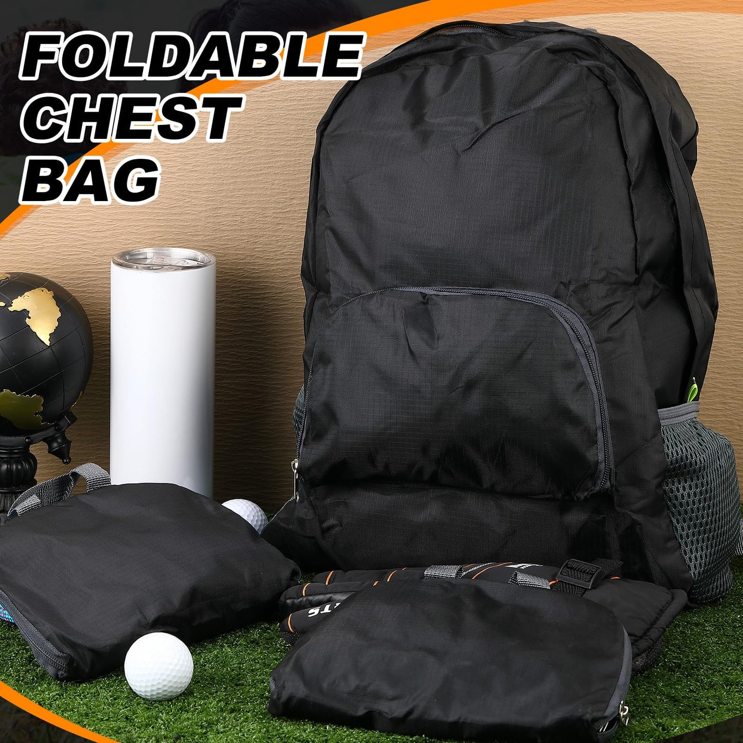 Dunzy 100 Pcs 20l Foldable Backpacks Bulk Lightweight Basic Back Pack Wholesale for Homeless Donation Corporate Events Travel Camping (Black)
