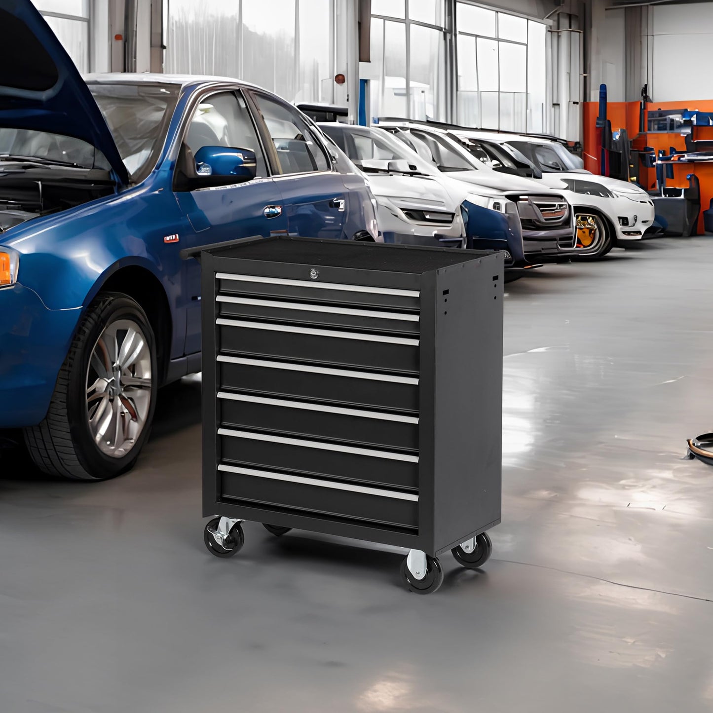 nifoti 7 Drawers Tool Cart on Wheels, Multifunctional Rolling Storage Tool Chest,Drawers Rolling Tool Trolley Organizer Case for Garage,Warehouse,Workshop,Repair Shop (7 Drawers - Black)