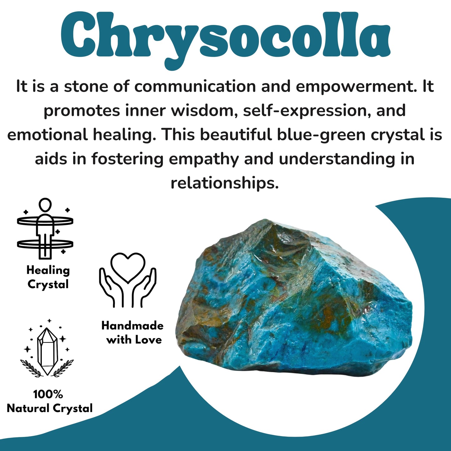 Amazing Gemstone Chrysocolla Raw Crystals and Healing Stones, Natural Rocks For Tumbling - DIY Raw Stones And Crystals (1 Piece)